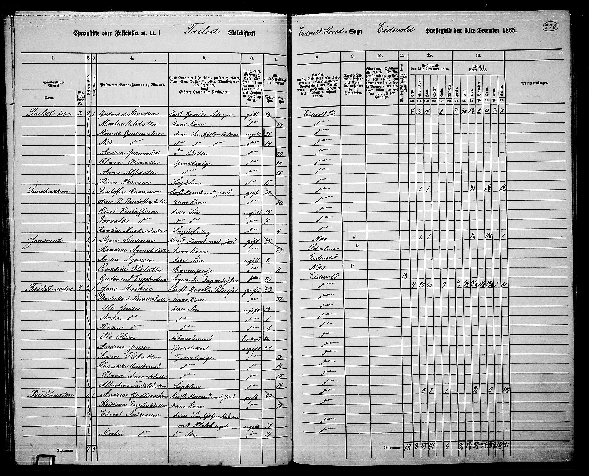 RA, 1865 census for Eidsvoll, 1865, p. 261