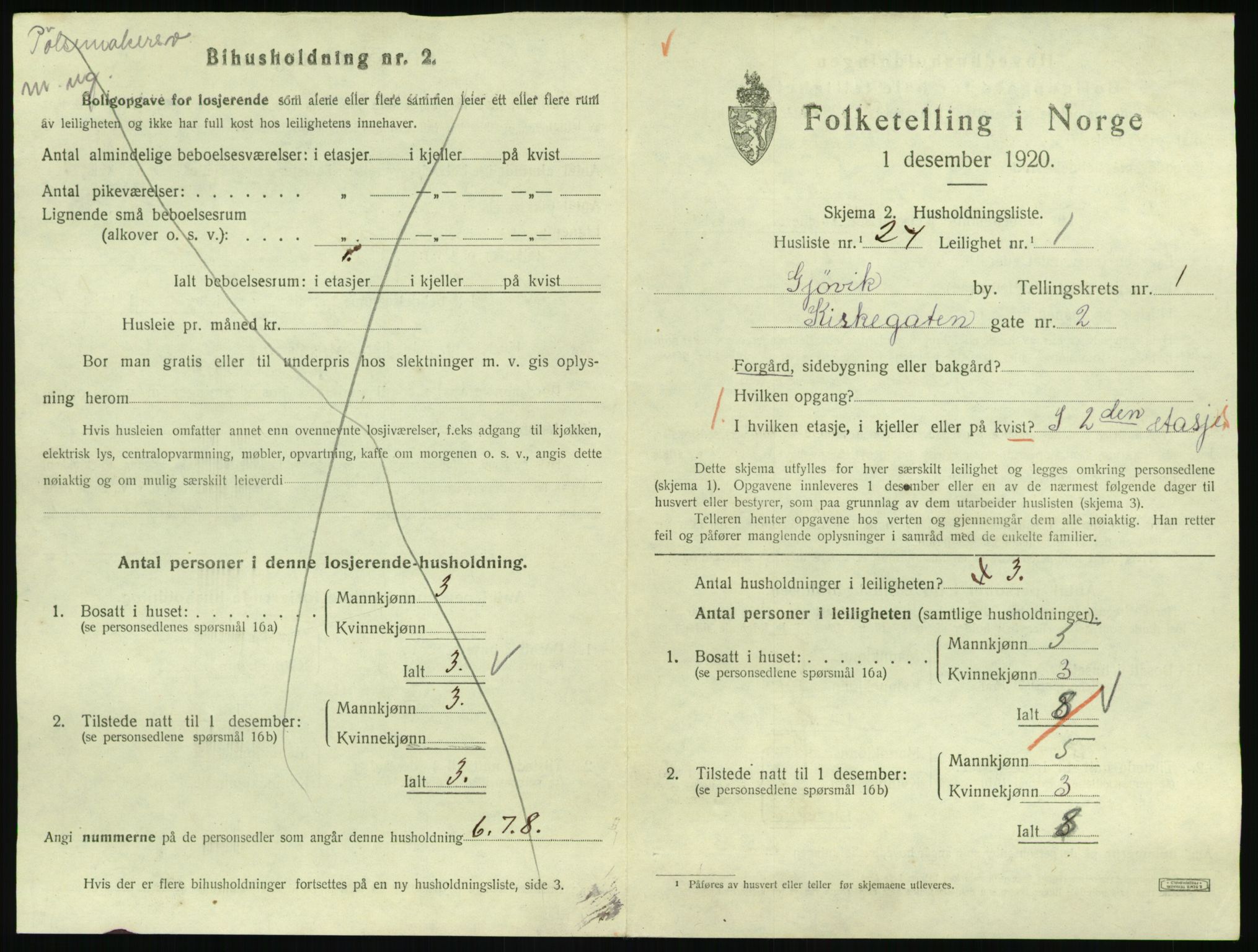 SAH, 1920 census for Gjøvik, 1920, p. 818