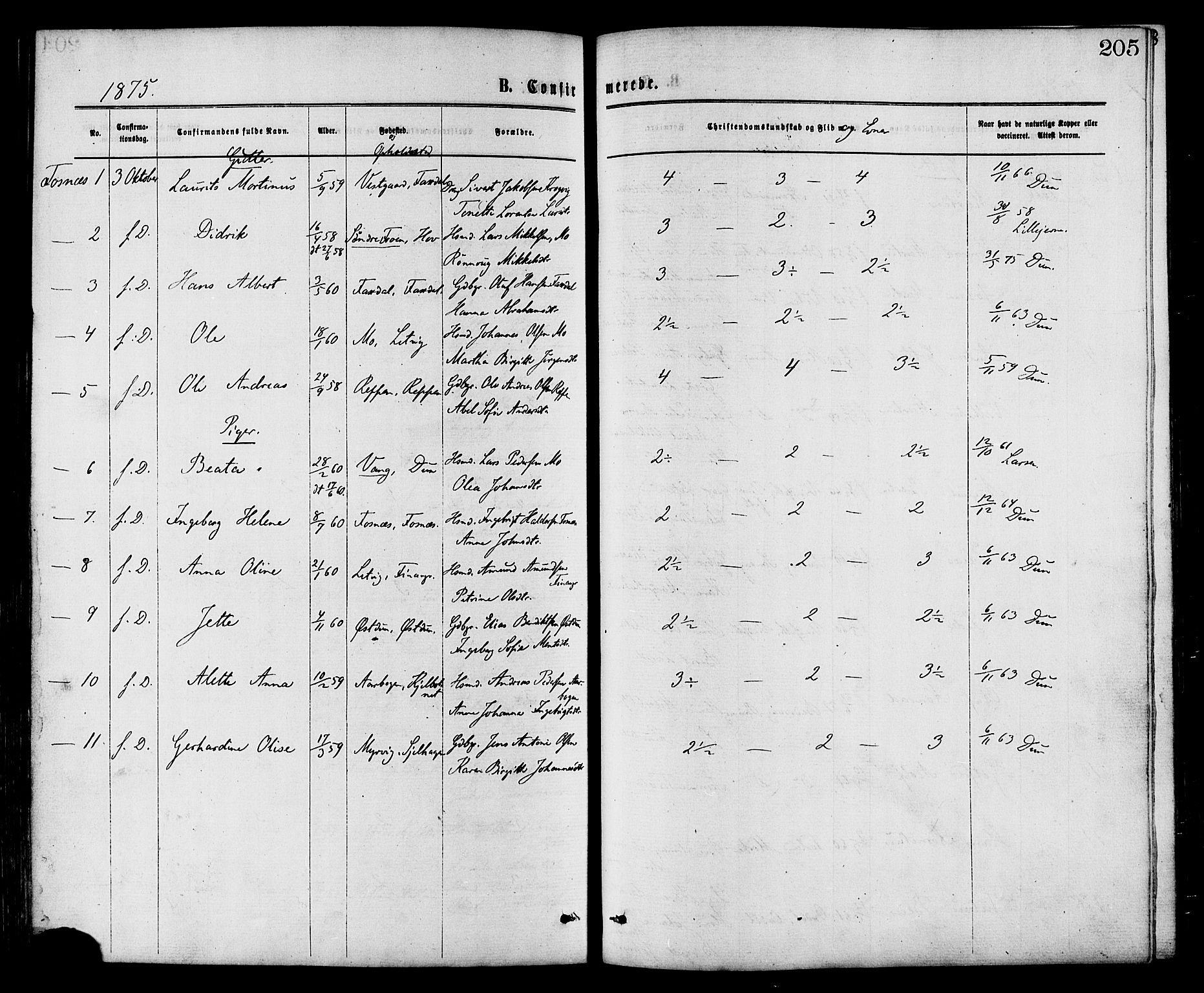 Ministerialprotokoller, klokkerbøker og fødselsregistre - Nord-Trøndelag, SAT/A-1458/773/L0616: Parish register (official) no. 773A07, 1870-1887, p. 205