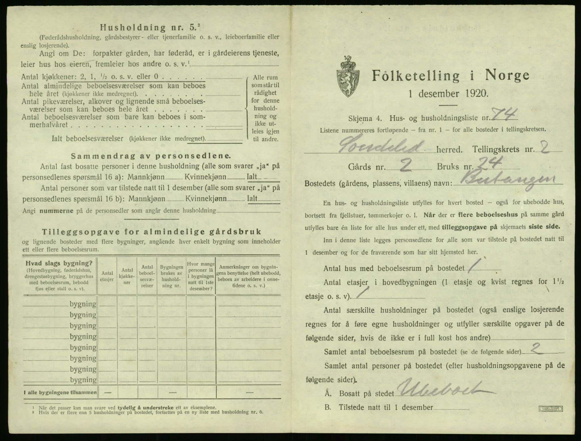 SAK, 1920 census for Søndeled, 1920, p. 297