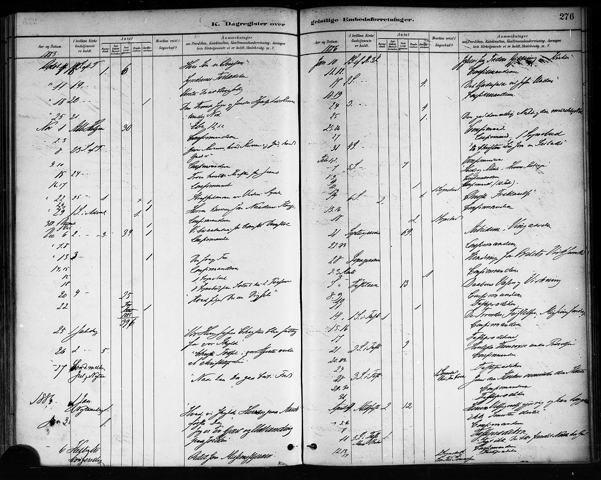 Brevik kirkebøker, SAKO/A-255/F/Fa/L0007: Parish register (official) no. 7, 1882-1900, p. 276