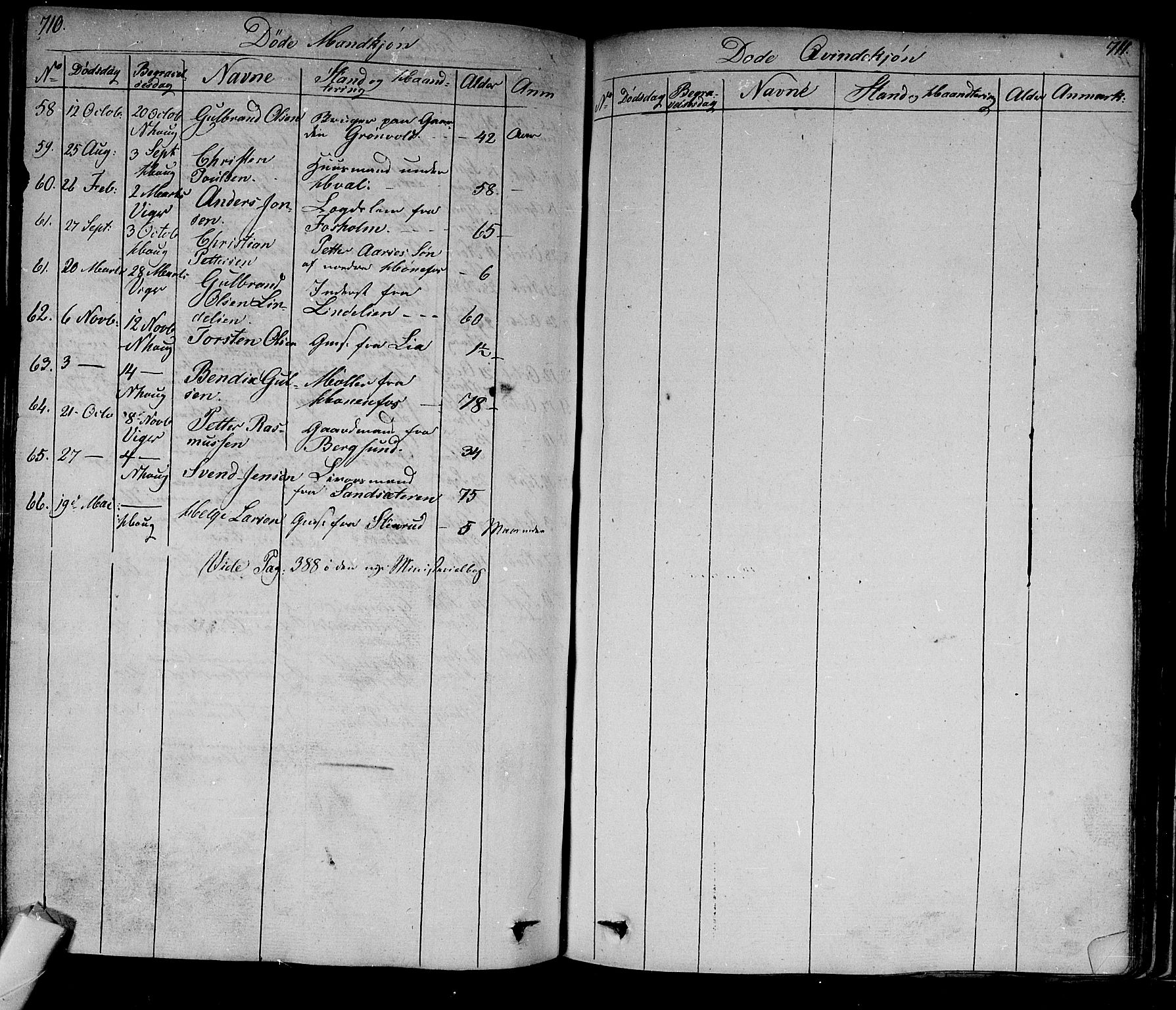 Norderhov kirkebøker, AV/SAKO-A-237/F/Fa/L0009: Parish register (official) no. 9, 1819-1837, p. 710-711