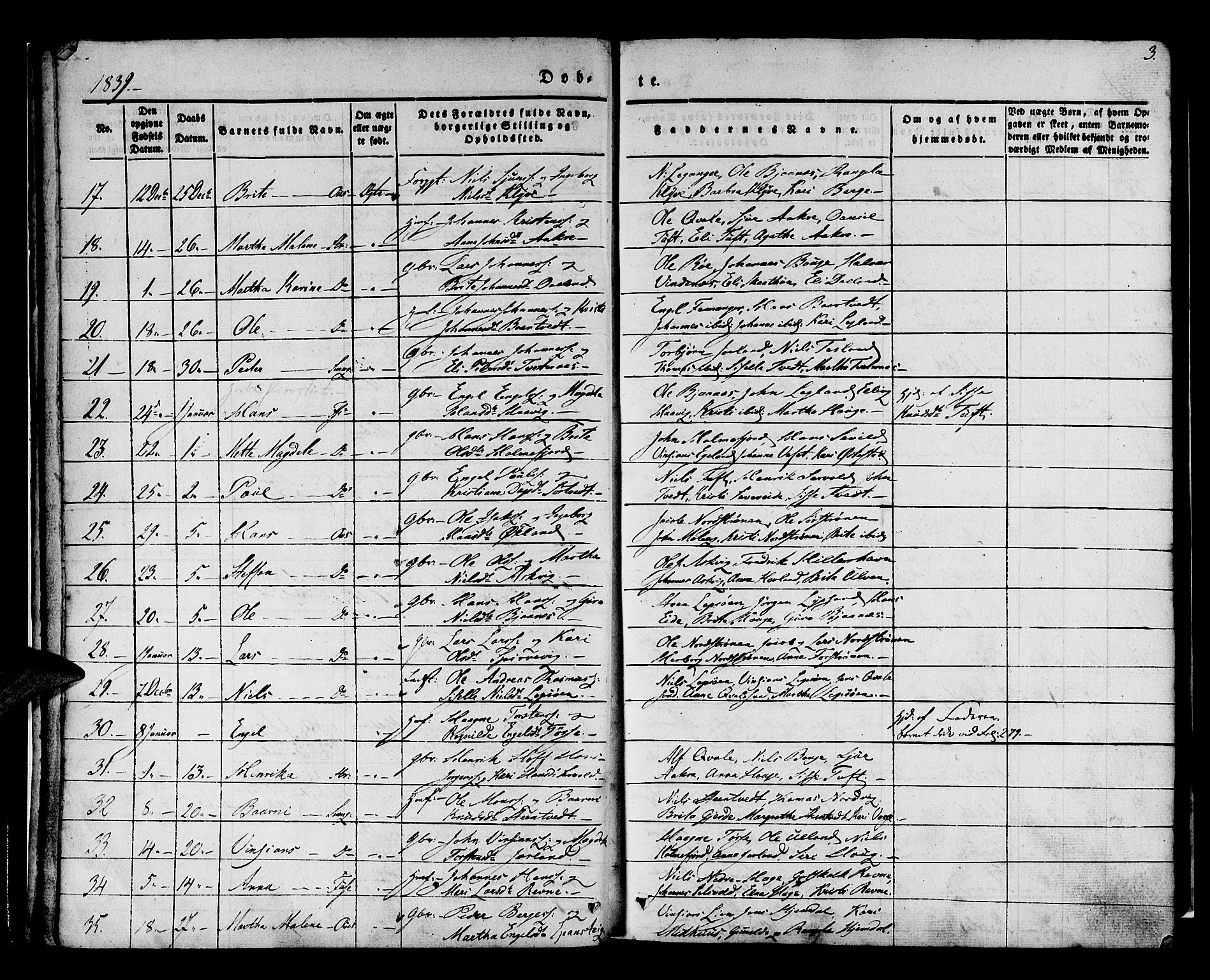 Os sokneprestembete, SAB/A-99929: Parish register (official) no. A 15, 1839-1851, p. 3