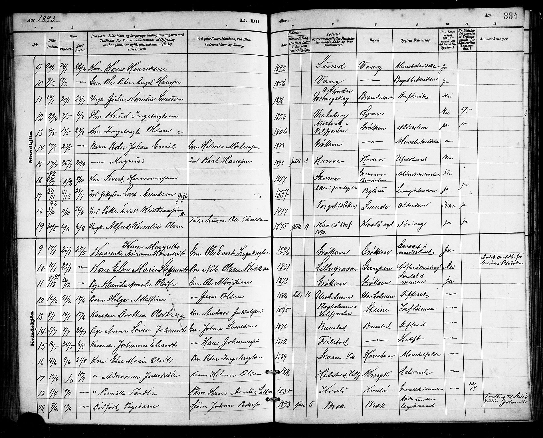 Ministerialprotokoller, klokkerbøker og fødselsregistre - Nordland, SAT/A-1459/812/L0188: Parish register (copy) no. 812C06, 1884-1912, p. 334