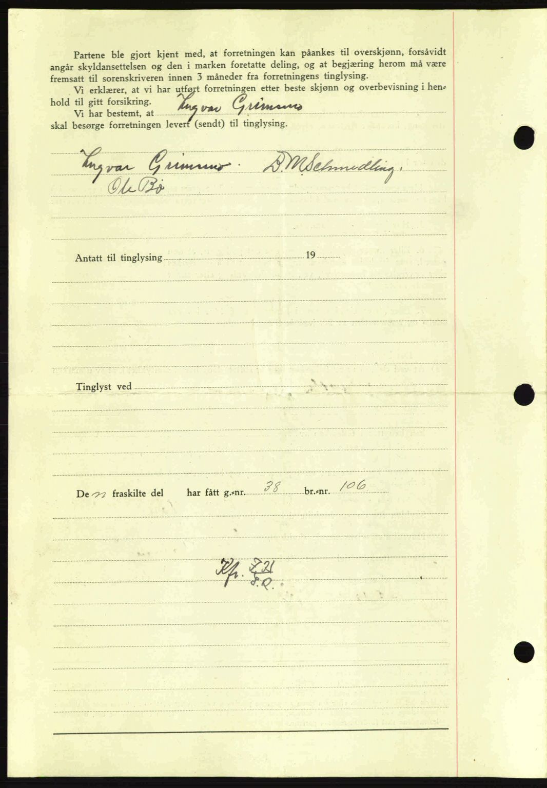 Nordmøre sorenskriveri, AV/SAT-A-4132/1/2/2Ca: Mortgage book no. A93, 1942-1942, Diary no: : 1640/1942