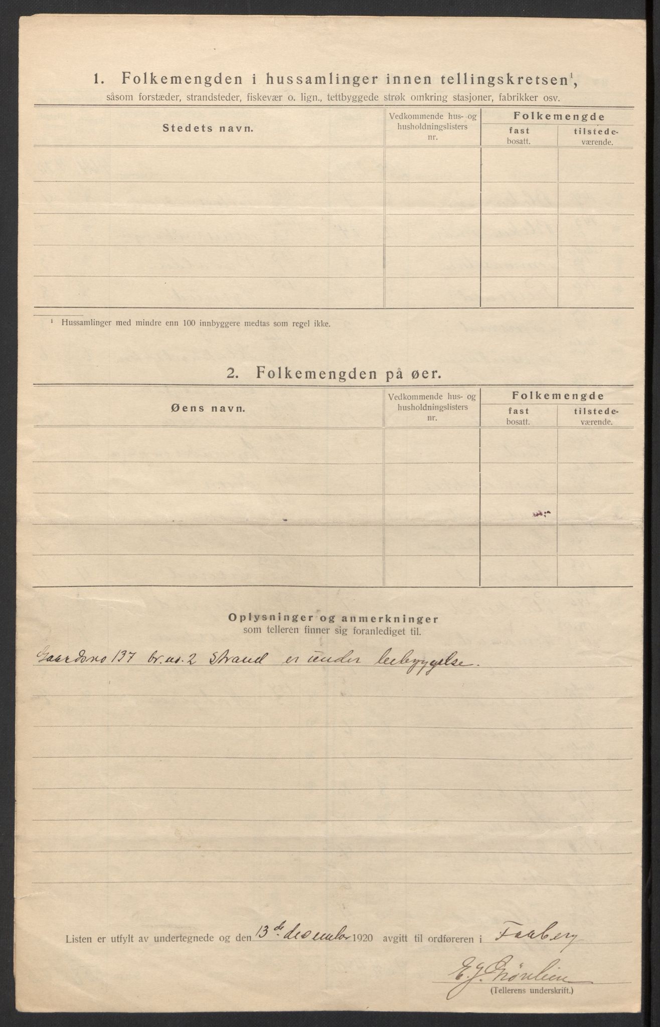 SAH, 1920 census for Fåberg, 1920, p. 62