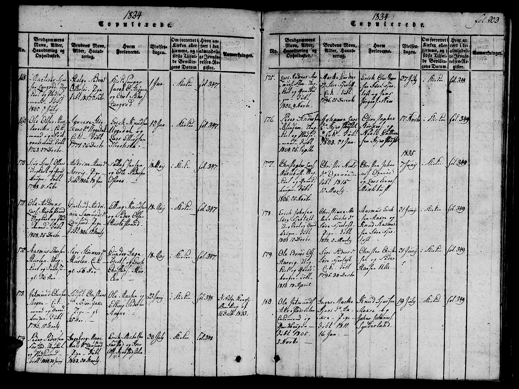 Ministerialprotokoller, klokkerbøker og fødselsregistre - Møre og Romsdal, SAT/A-1454/536/L0495: Parish register (official) no. 536A04, 1818-1847, p. 203