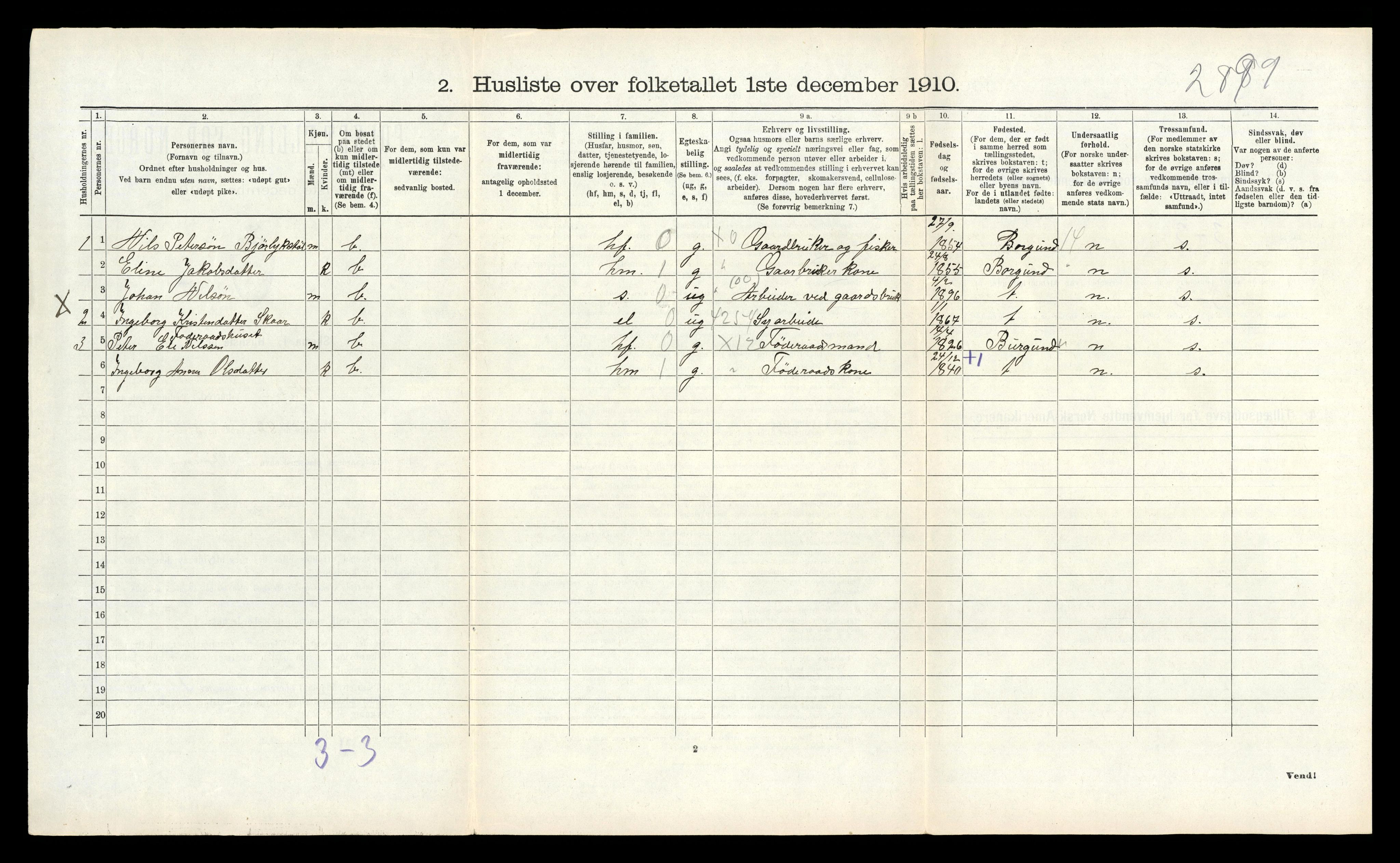 RA, 1910 census for Vatne, 1910, p. 184