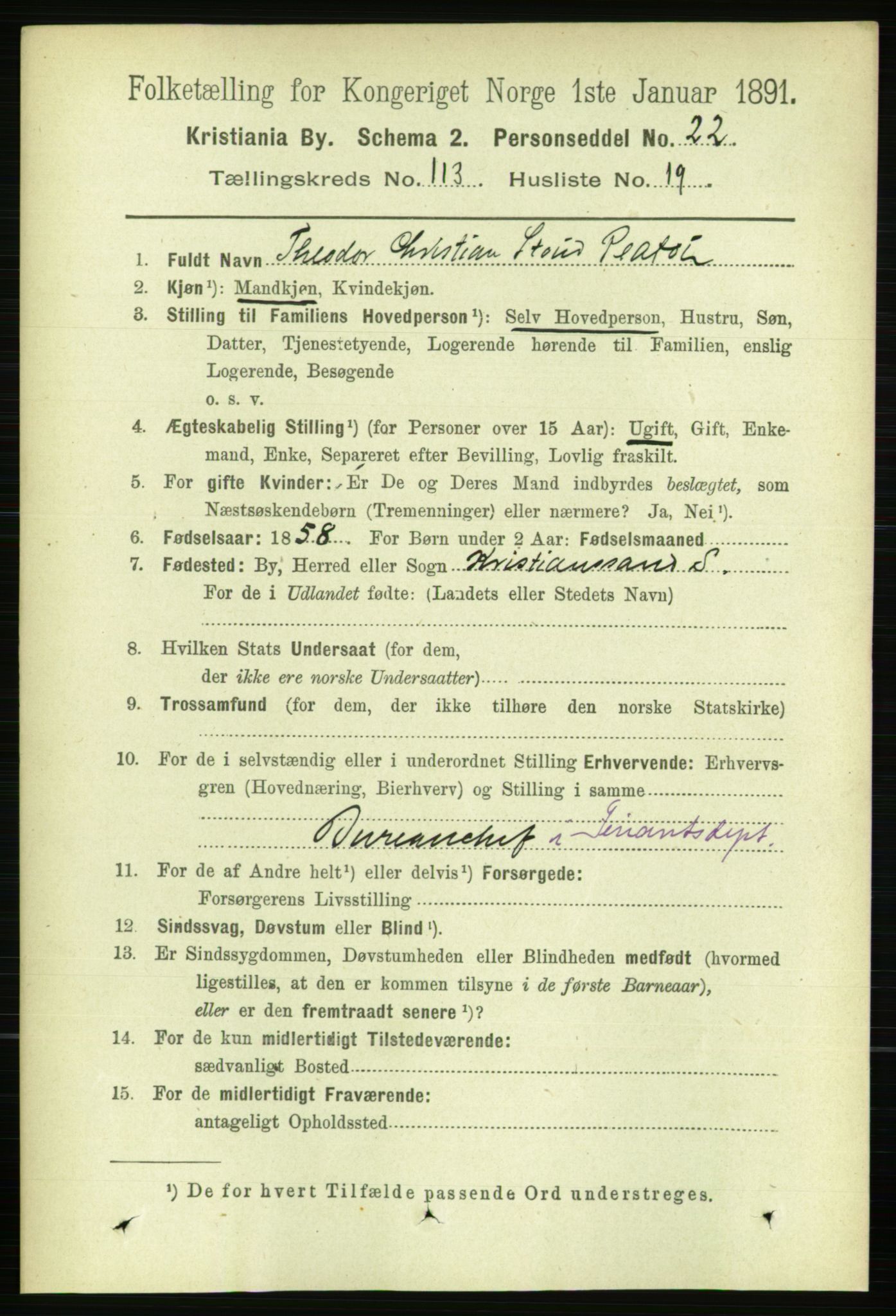 RA, 1891 census for 0301 Kristiania, 1891, p. 60605