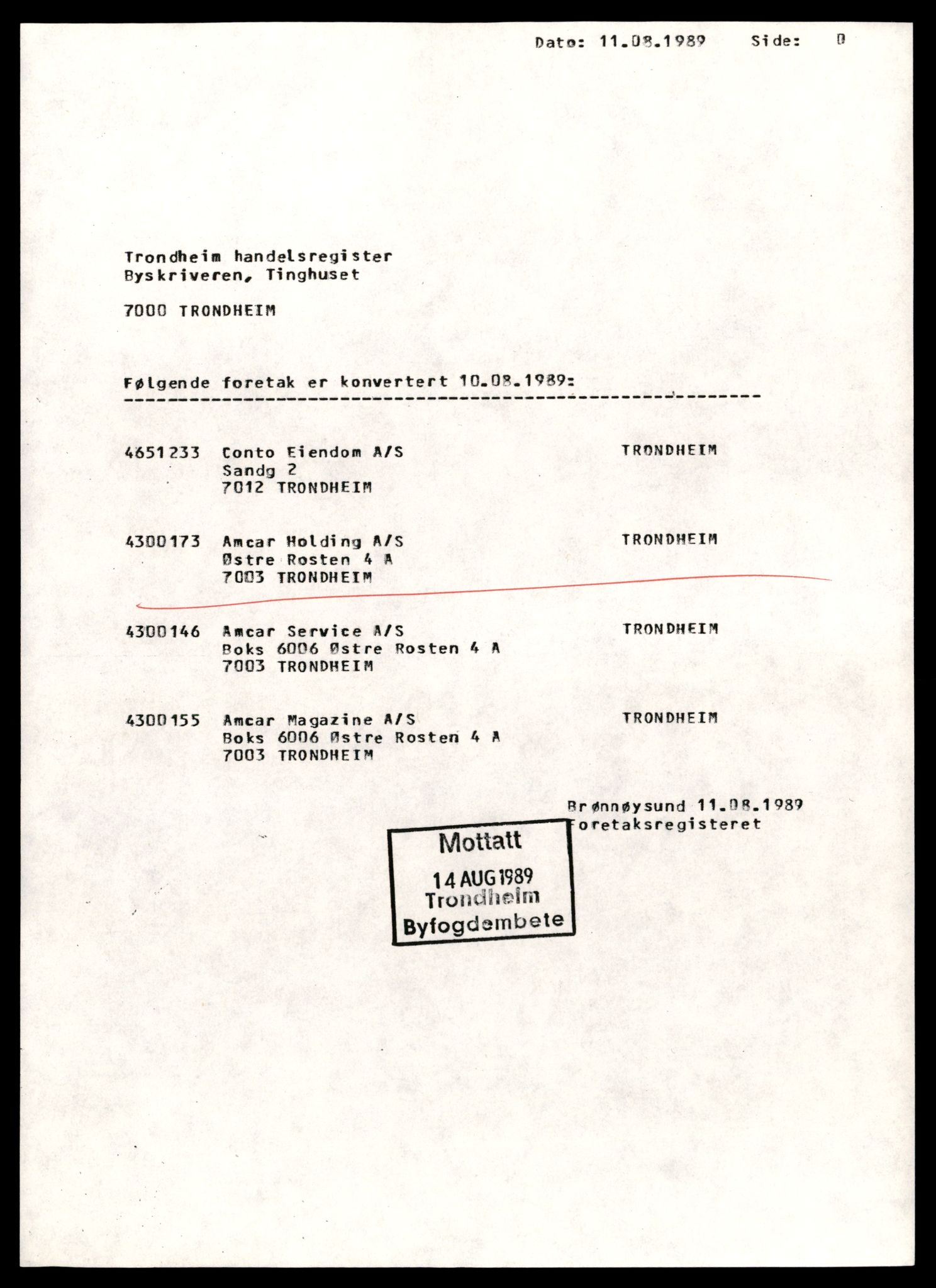 Trondheim byfogd, AV/SAT-A-0003/2/J/Jd/Jdd/L0002: Aksjeselskap, Am-Ari, 1944-1990, p. 1