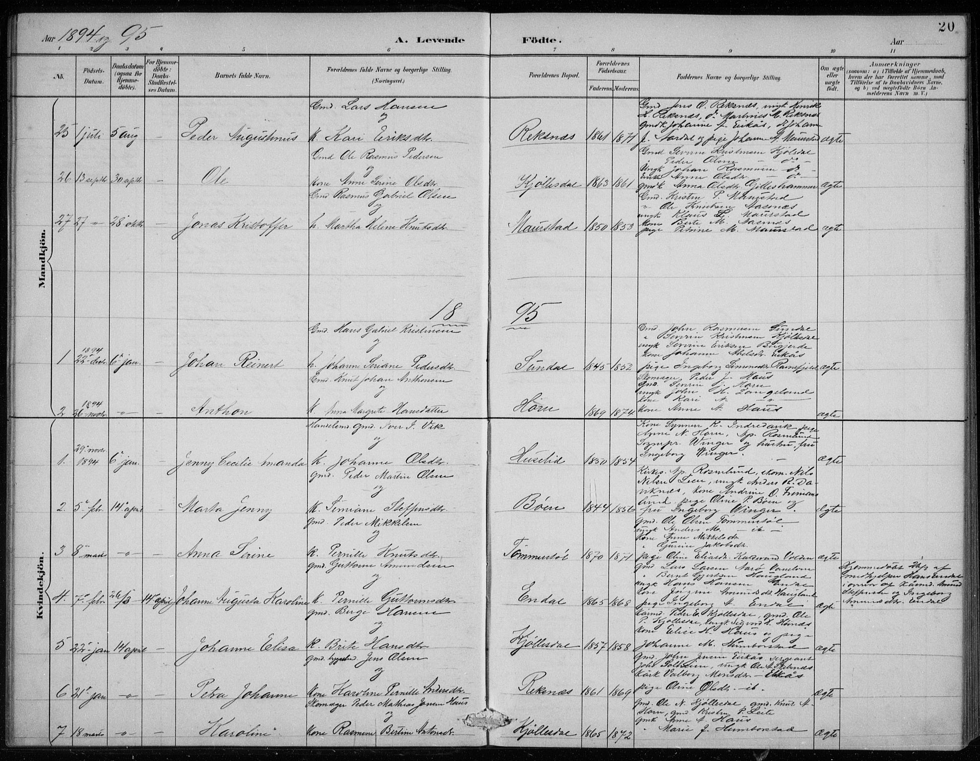 Davik sokneprestembete, AV/SAB-A-79701/H/Hab/Haba/L0002: Parish register (copy) no. A 2, 1890-1911, p. 20