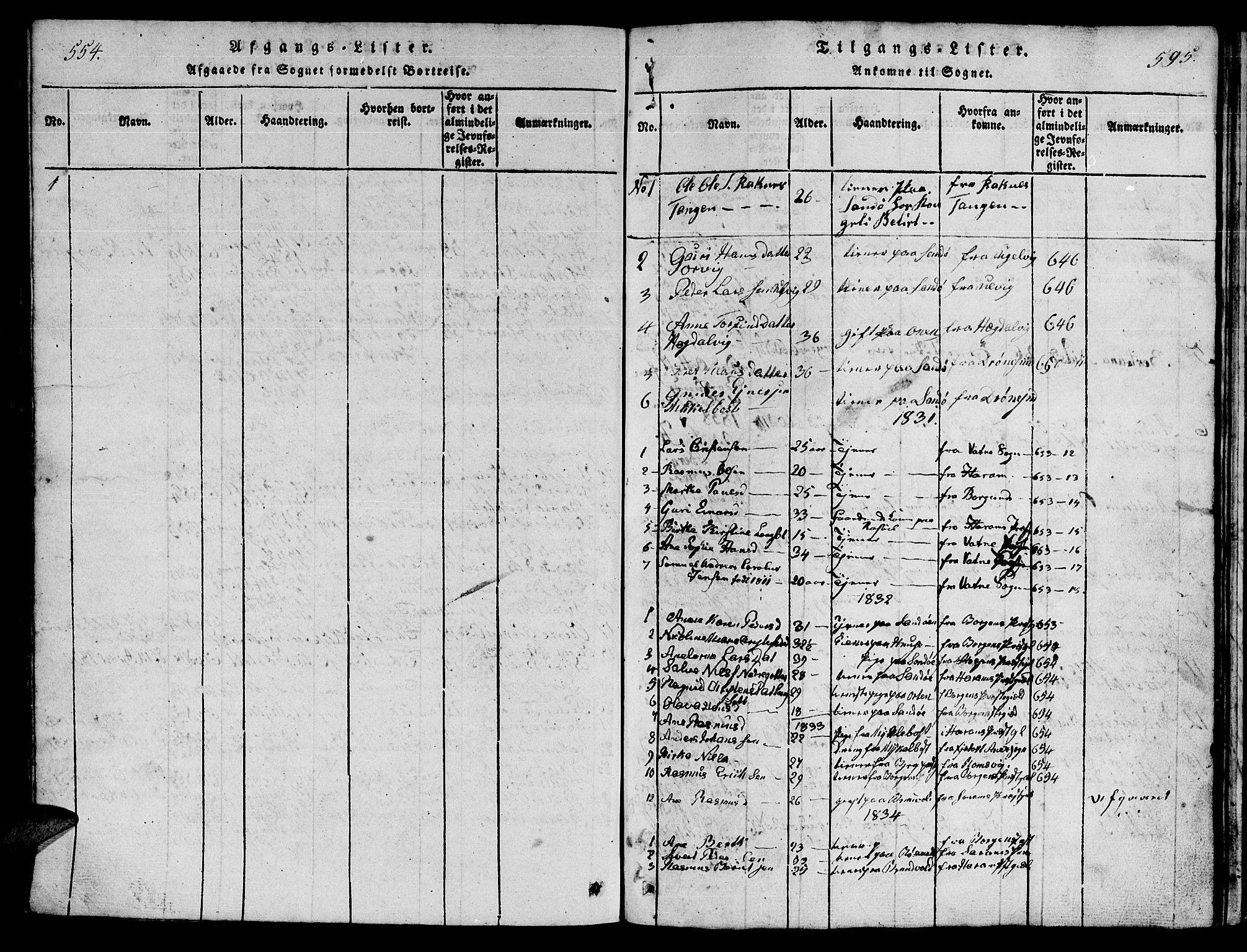 Ministerialprotokoller, klokkerbøker og fødselsregistre - Møre og Romsdal, SAT/A-1454/561/L0731: Parish register (copy) no. 561C01, 1817-1867, p. 594-595