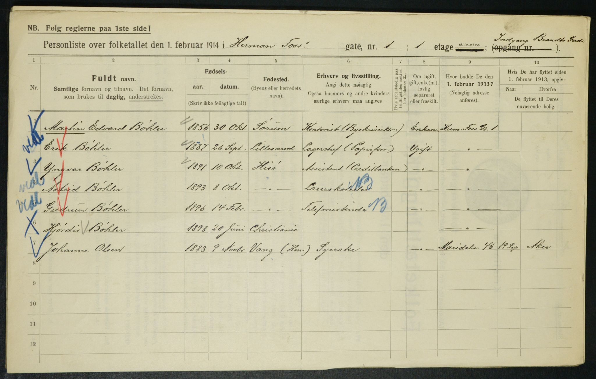 OBA, Municipal Census 1914 for Kristiania, 1914, p. 38594