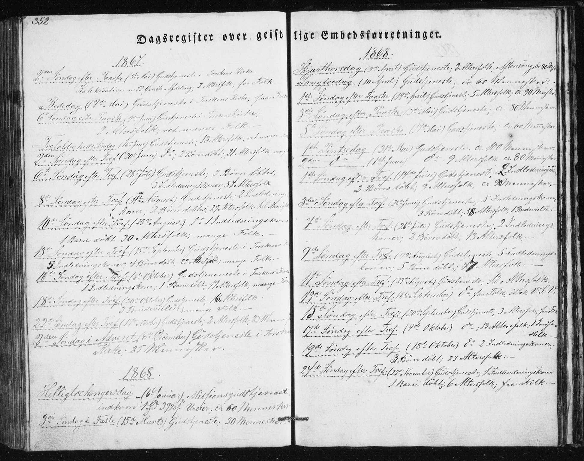 Berg sokneprestkontor, AV/SATØ-S-1318/G/Ga/Gab/L0011klokker: Parish register (copy) no. 11, 1833-1878, p. 352