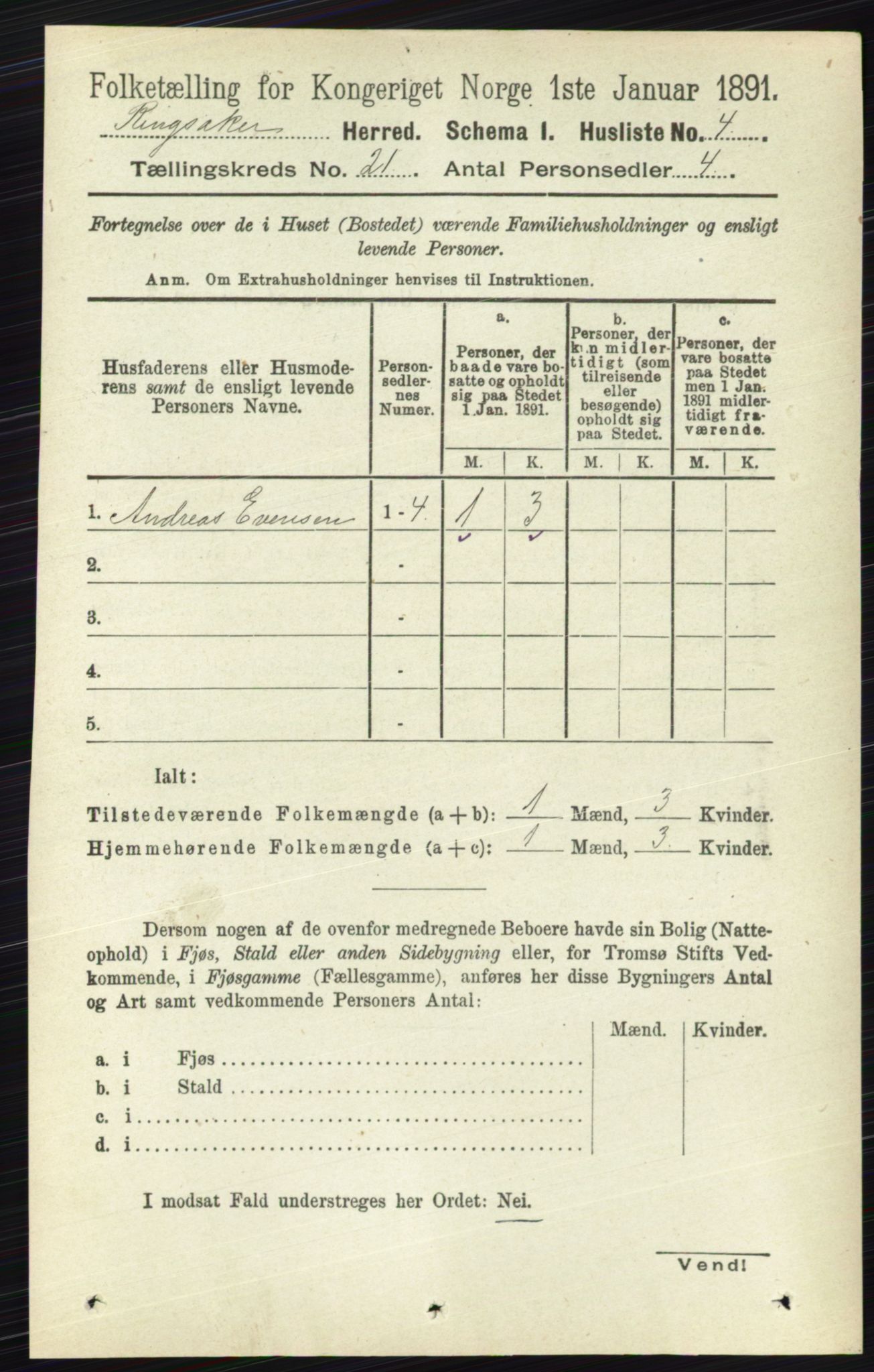 RA, 1891 census for 0412 Ringsaker, 1891, p. 11688