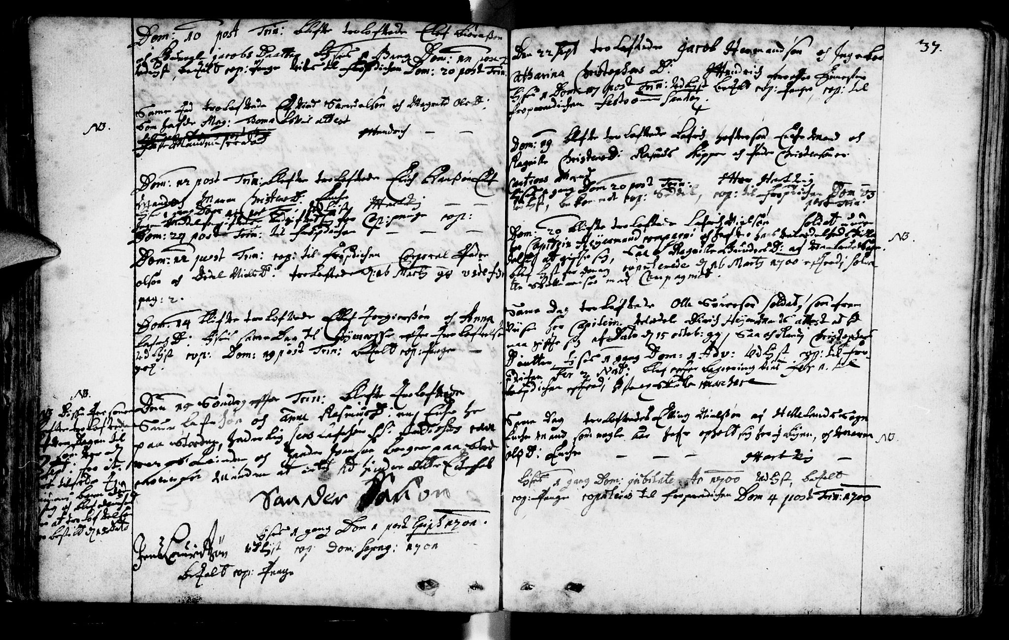 Domkirken sokneprestkontor, SAST/A-101812/001/30/30BA/L0001: Parish register (official) no. A 1 /1, 1688-1727, p. 37