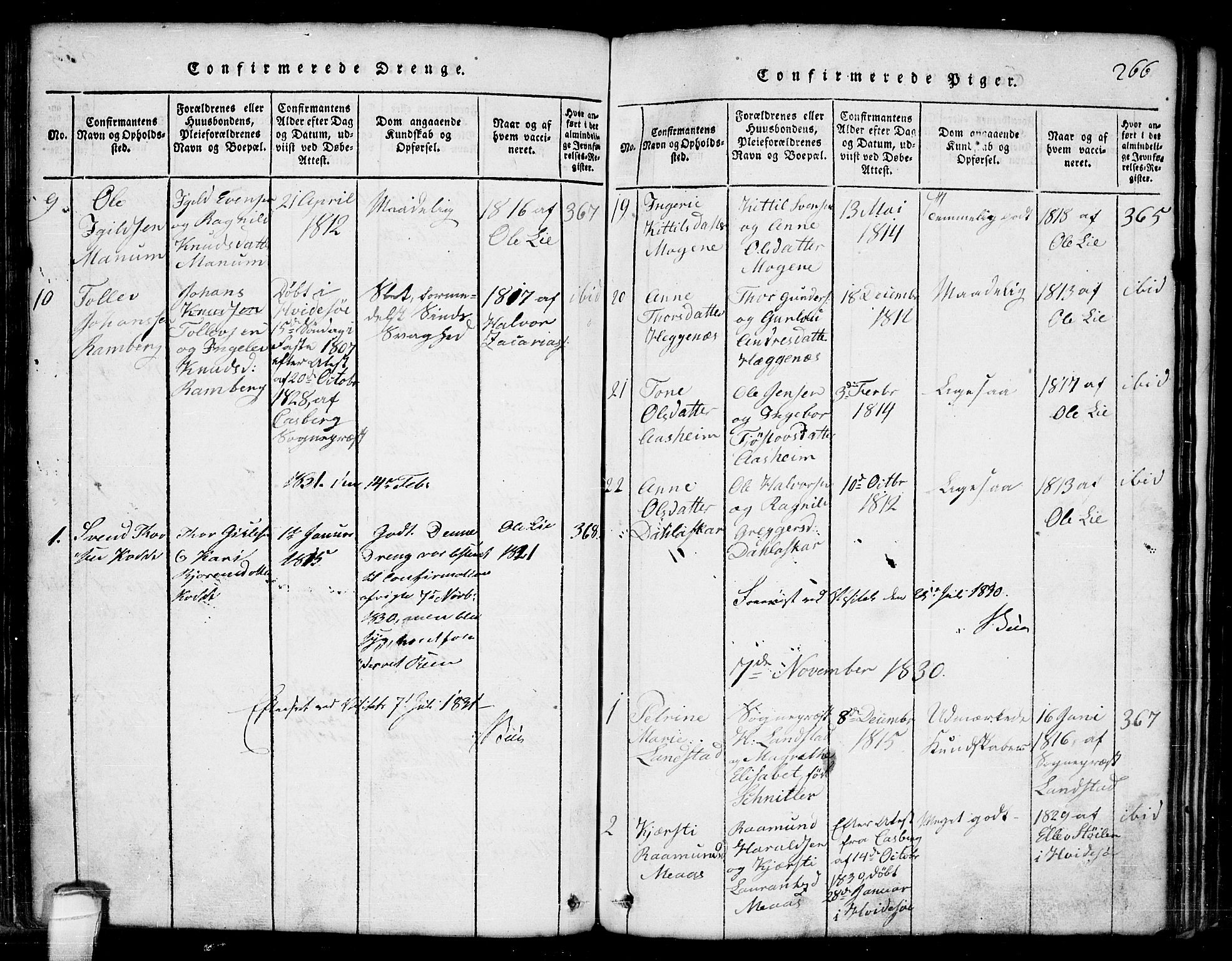 Seljord kirkebøker, AV/SAKO-A-20/G/Ga/L0001: Parish register (copy) no. I 1, 1815-1854, p. 266