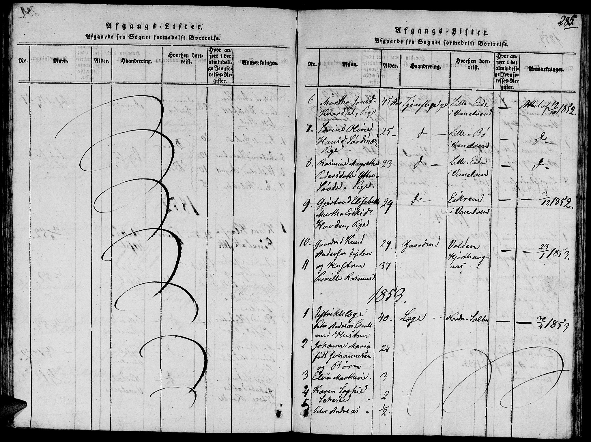Ministerialprotokoller, klokkerbøker og fødselsregistre - Møre og Romsdal, SAT/A-1454/504/L0054: Parish register (official) no. 504A01, 1816-1861, p. 285