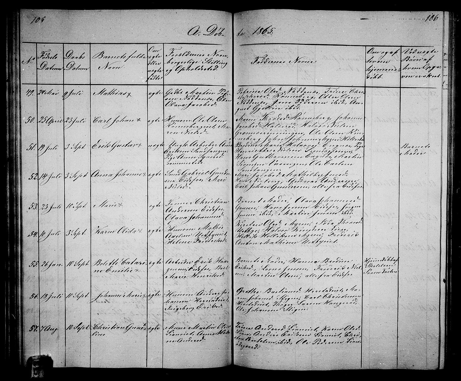 Hof kirkebøker, AV/SAKO-A-64/G/Ga/L0002: Parish register (copy) no. I 2, 1859-1873, p. 105-106