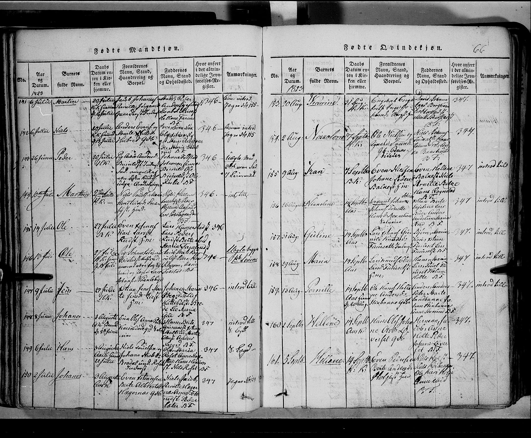 Toten prestekontor, SAH/PREST-102/H/Ha/Hab/L0002: Parish register (copy) no. 2, 1820-1827, p. 66