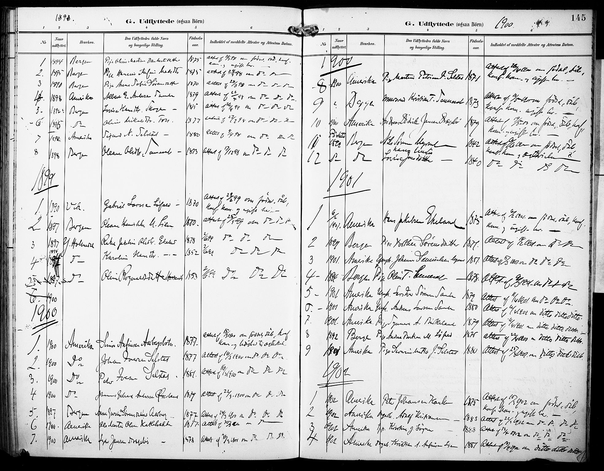 Gaular sokneprestembete, SAB/A-80001/H/Haa: Parish register (official) no. B 2, 1898-1911, p. 145