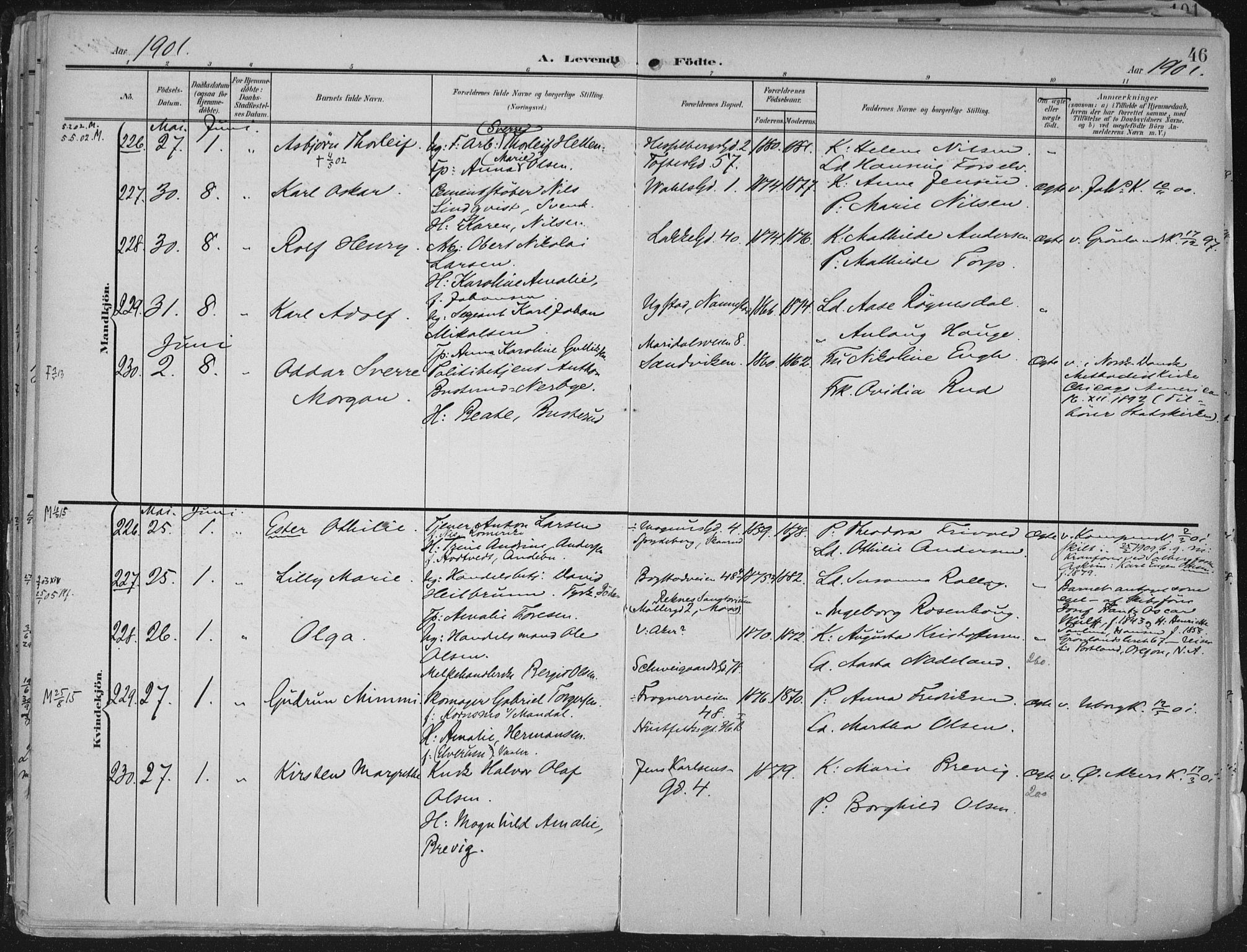Rikshospitalet prestekontor Kirkebøker, SAO/A-10309b/F/L0012: Parish register (official) no. 12, 1901-1904, p. 46