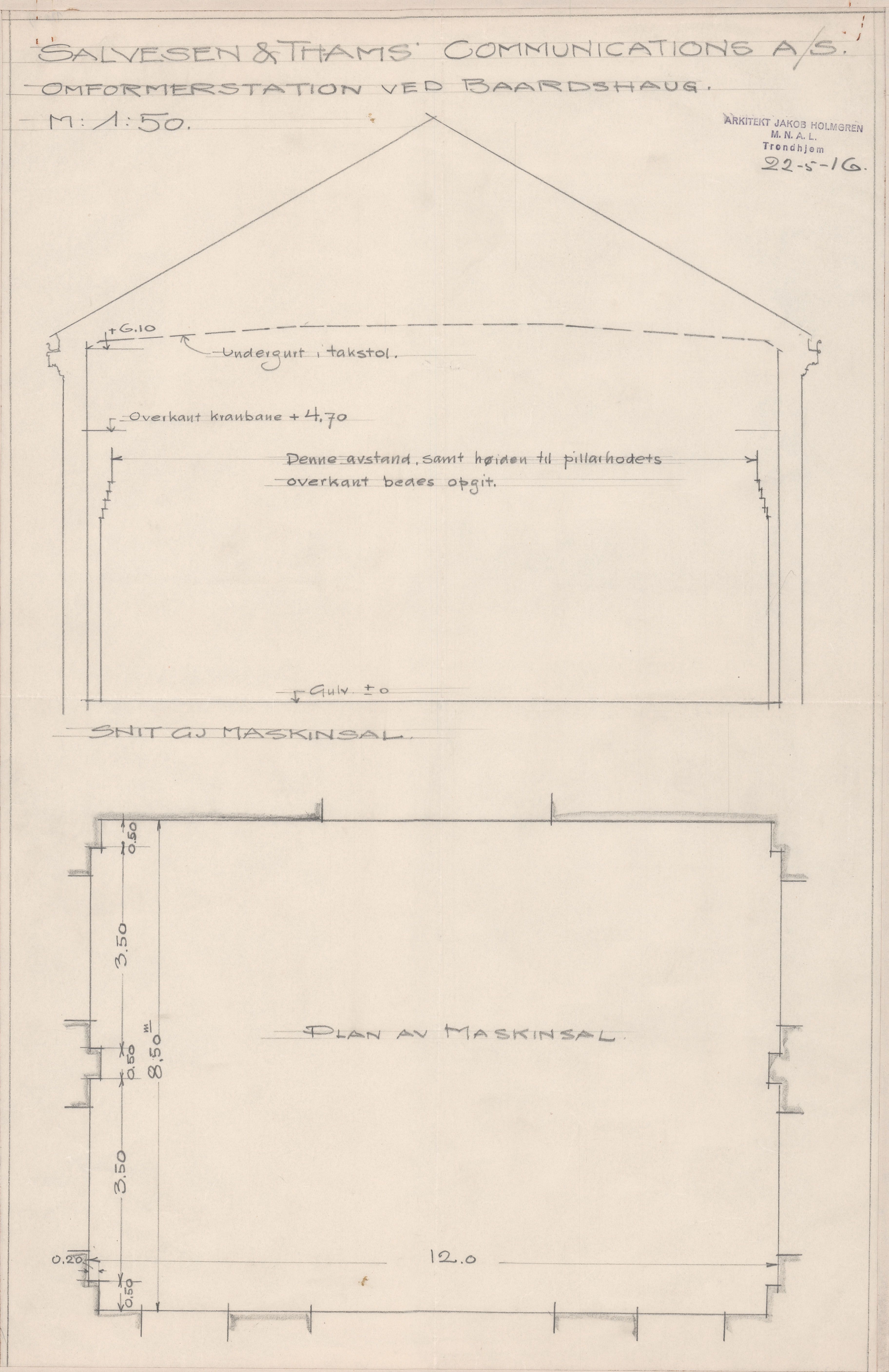 Chr. Salvesen og Chr. Thams Communications Aktieselskab, MIST/OI-A-6006/T/0002/0230/0003/0120b / Tegninger og kart, 1916