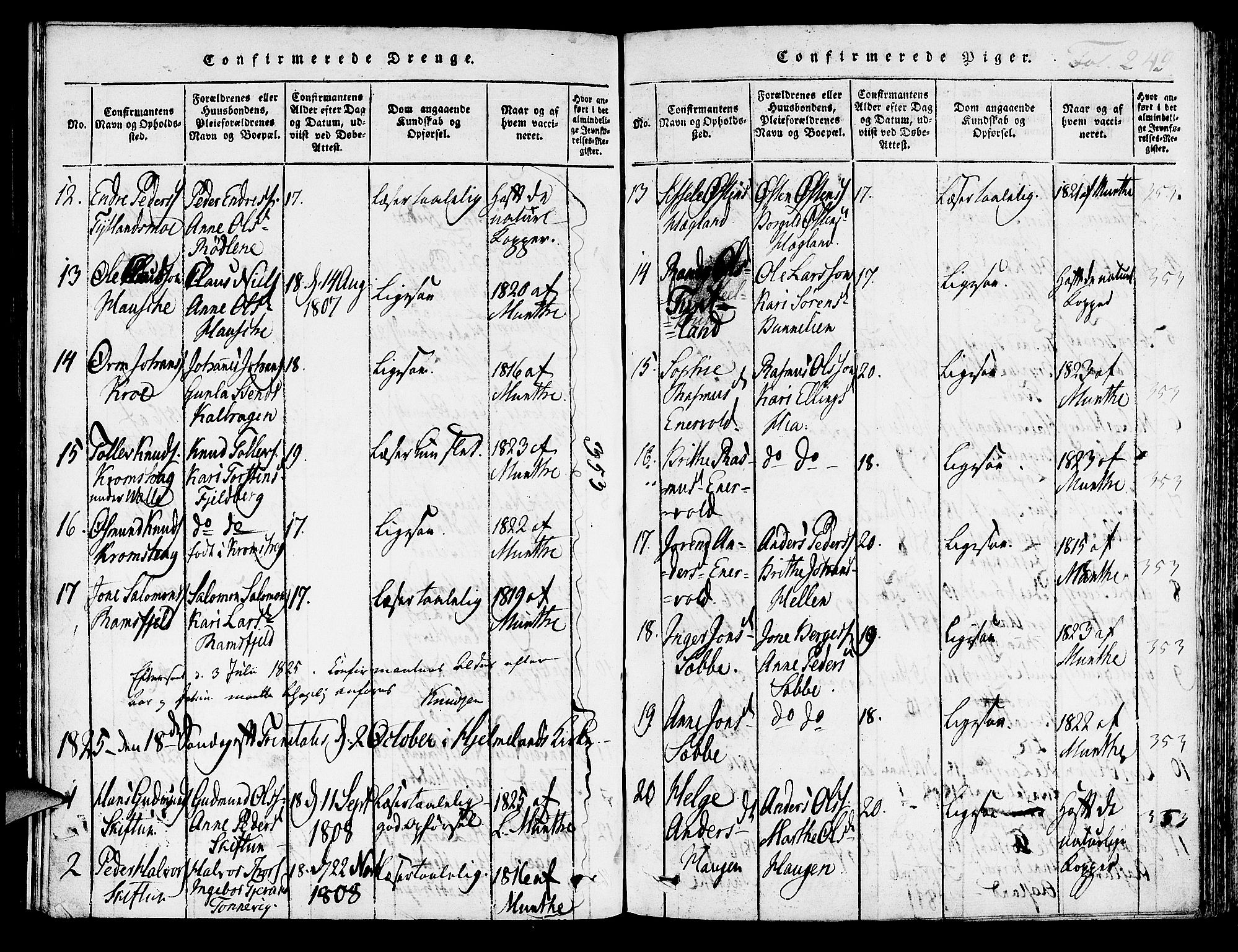 Hjelmeland sokneprestkontor, AV/SAST-A-101843/01/IV/L0003: Parish register (official) no. A 3, 1816-1834, p. 249