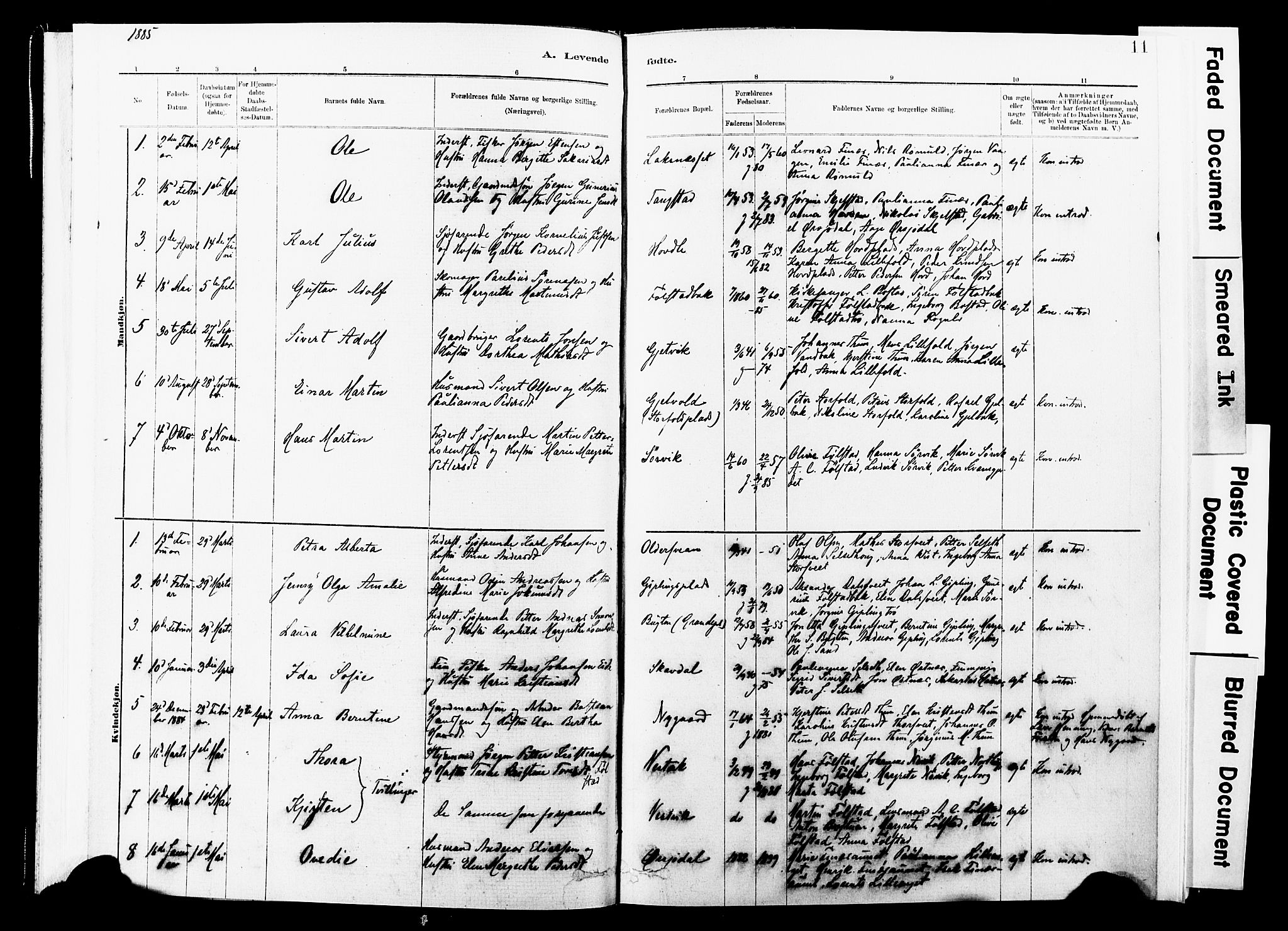 Ministerialprotokoller, klokkerbøker og fødselsregistre - Nord-Trøndelag, SAT/A-1458/744/L0420: Parish register (official) no. 744A04, 1882-1904, p. 11