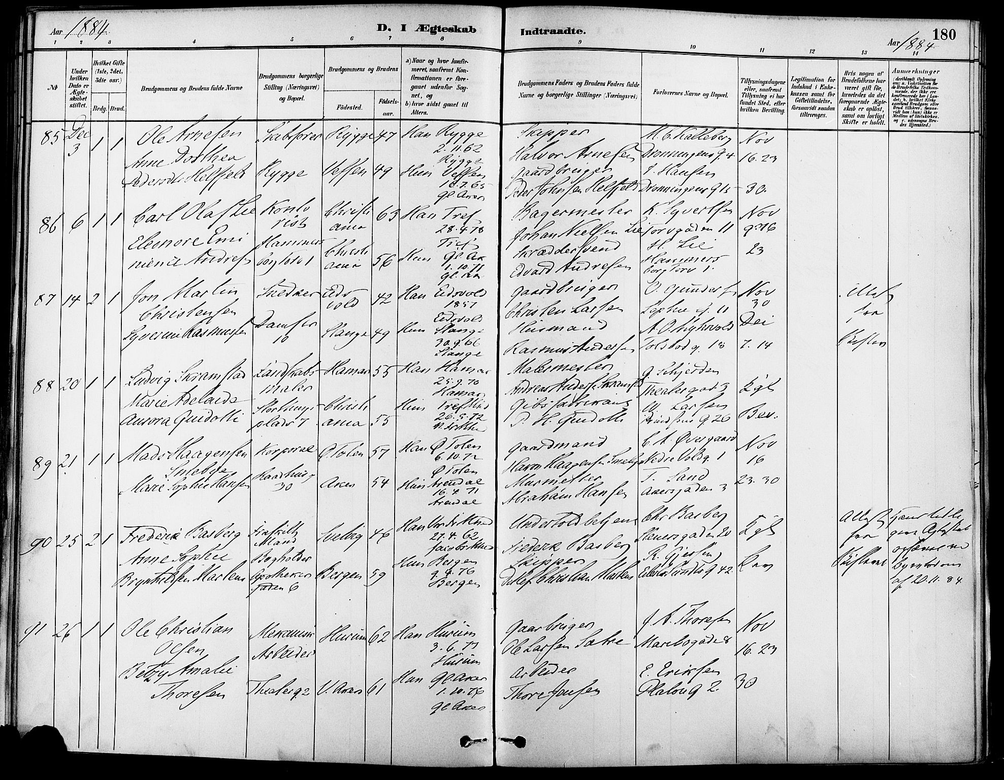 Gamle Aker prestekontor Kirkebøker, SAO/A-10617a/F/L0007: Parish register (official) no. 7, 1882-1890, p. 180