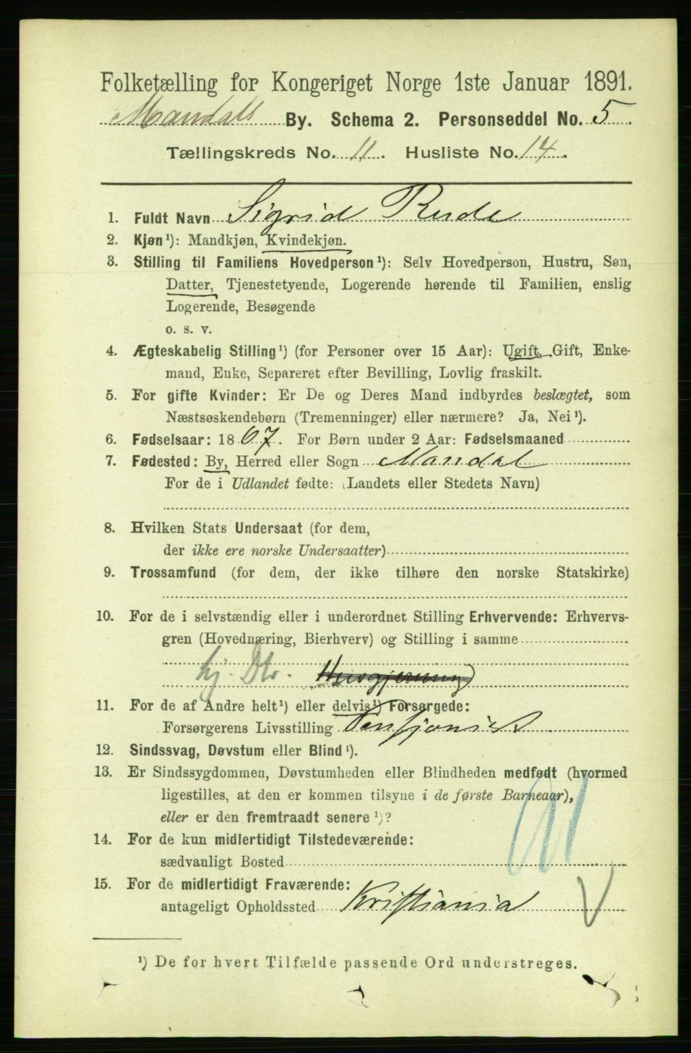 RA, 1891 census for 1002 Mandal, 1891, p. 2884