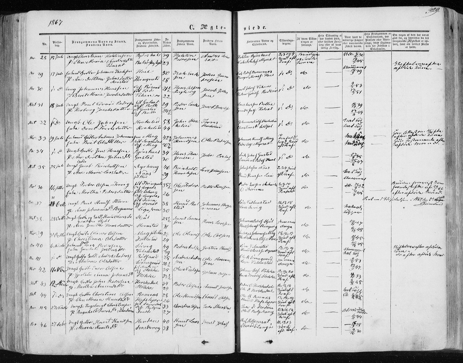 Ministerialprotokoller, klokkerbøker og fødselsregistre - Møre og Romsdal, AV/SAT-A-1454/568/L0804: Parish register (official) no. 568A11, 1854-1868, p. 329