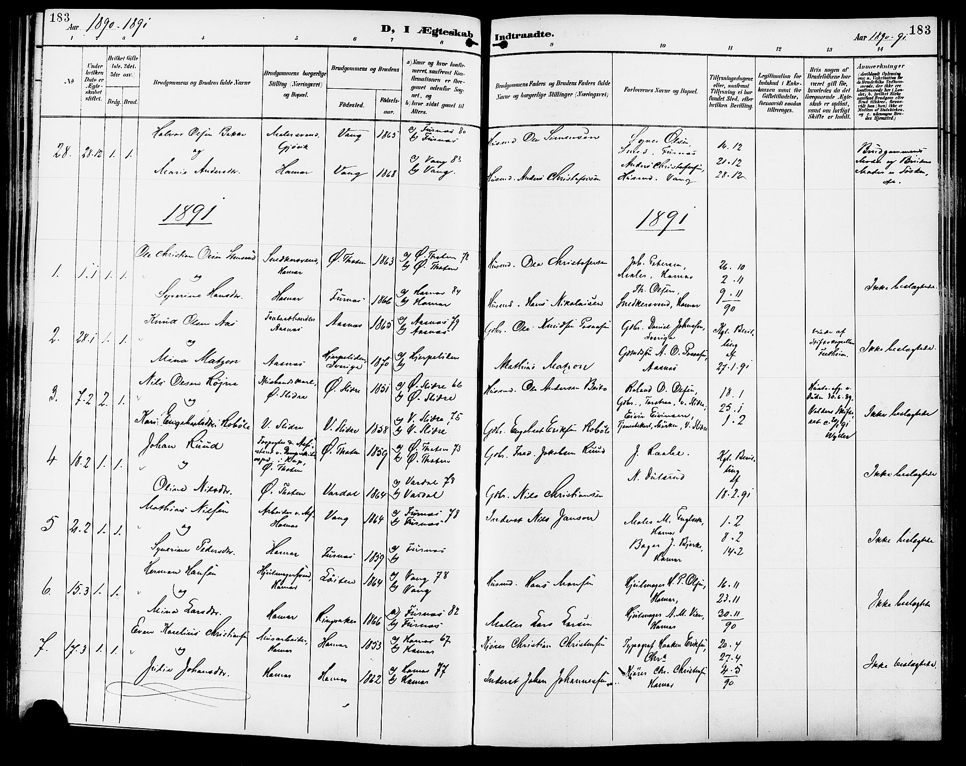 Vang prestekontor, Hedmark, SAH/PREST-008/H/Ha/Haa/L0017: Parish register (official) no. 17, 1890-1899, p. 183