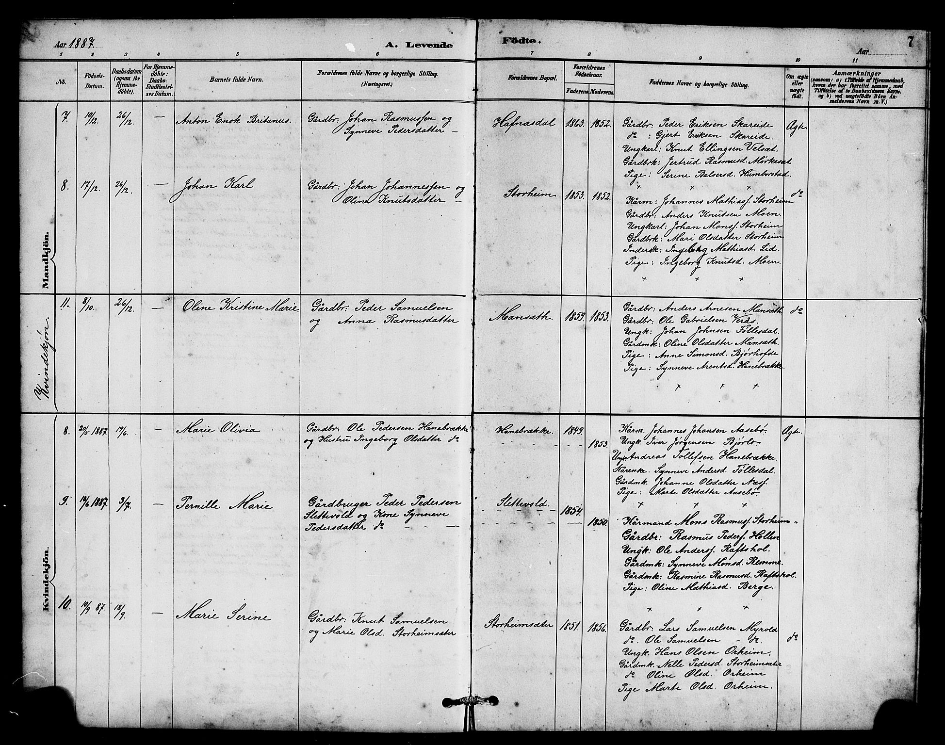 Eid sokneprestembete, SAB/A-82301/H/Hab/Habc/L0002: Parish register (copy) no. C 2, 1887-1906, p. 7