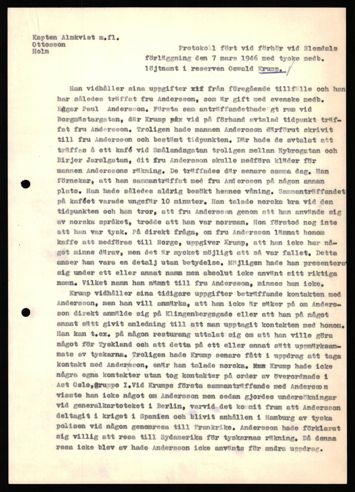 Forsvaret, Forsvarets overkommando II, AV/RA-RAFA-3915/D/Db/L0041: CI Questionaires.  Diverse nasjonaliteter., 1945-1946, p. 250