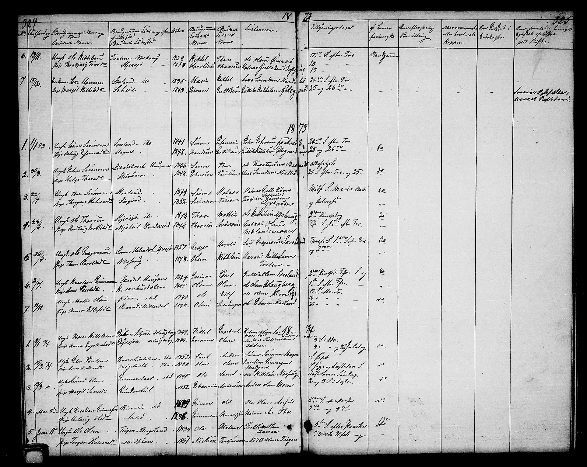 Hjartdal kirkebøker, SAKO/A-270/G/Ga/L0002: Parish register (copy) no. I 2, 1854-1888, p. 324-325