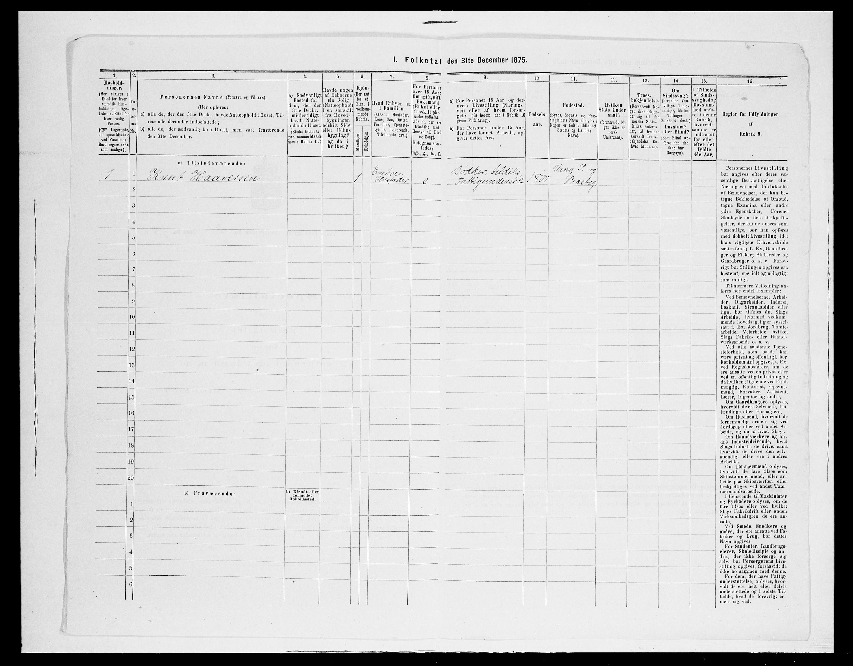 SAH, 1875 census for 0545P Vang, 1875, p. 262