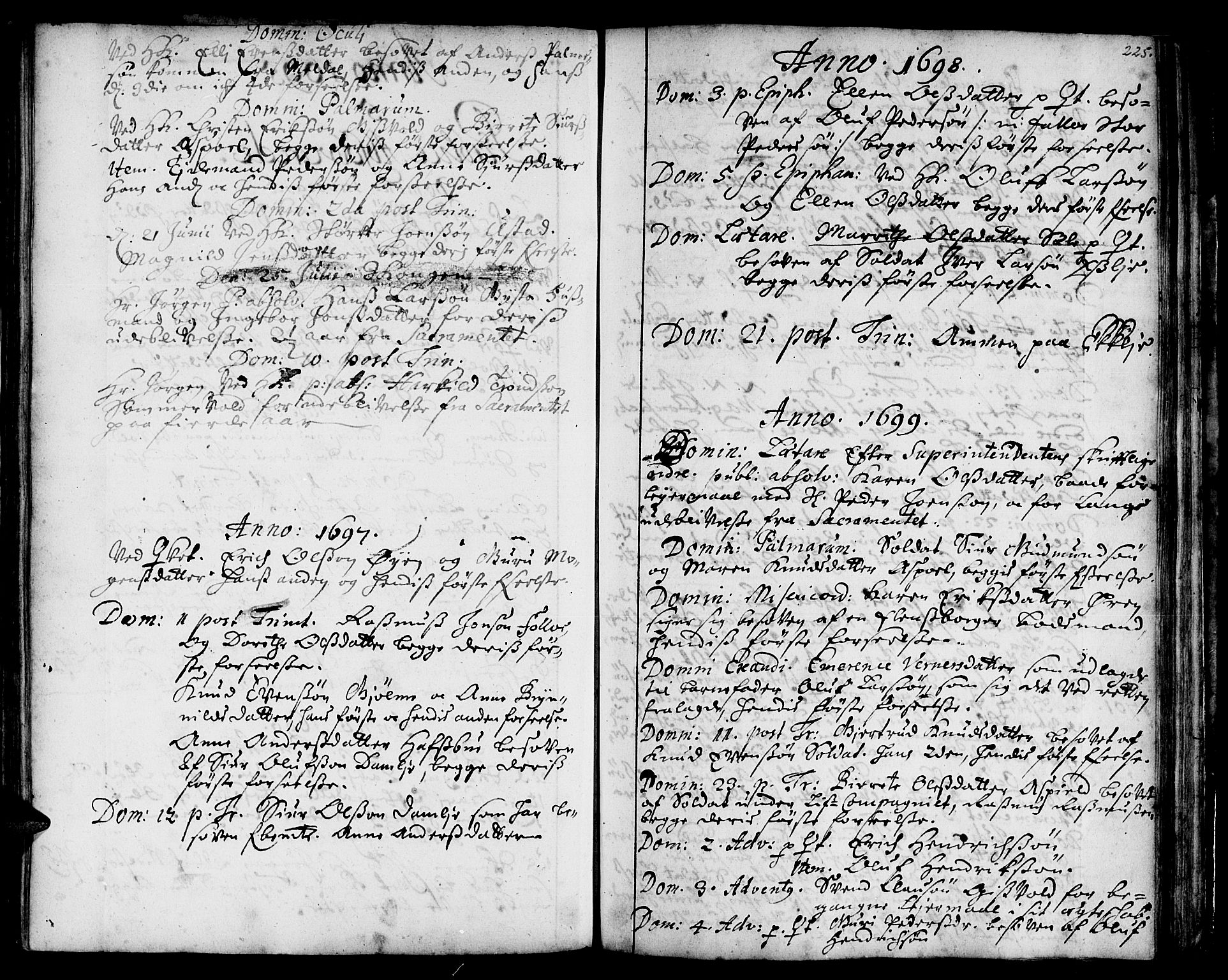 Ministerialprotokoller, klokkerbøker og fødselsregistre - Sør-Trøndelag, SAT/A-1456/668/L0801: Parish register (official) no. 668A01, 1695-1716, p. 224-225