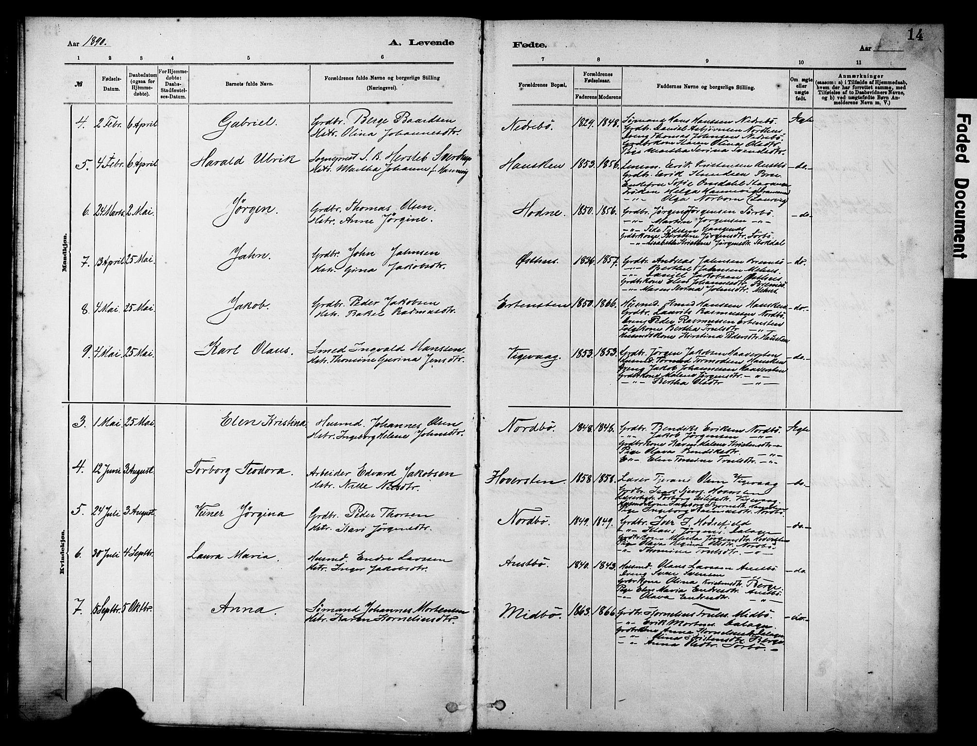 Rennesøy sokneprestkontor, AV/SAST-A -101827/H/Ha/Haa/L0012: Parish register (official) no. A 13, 1885-1917, p. 14