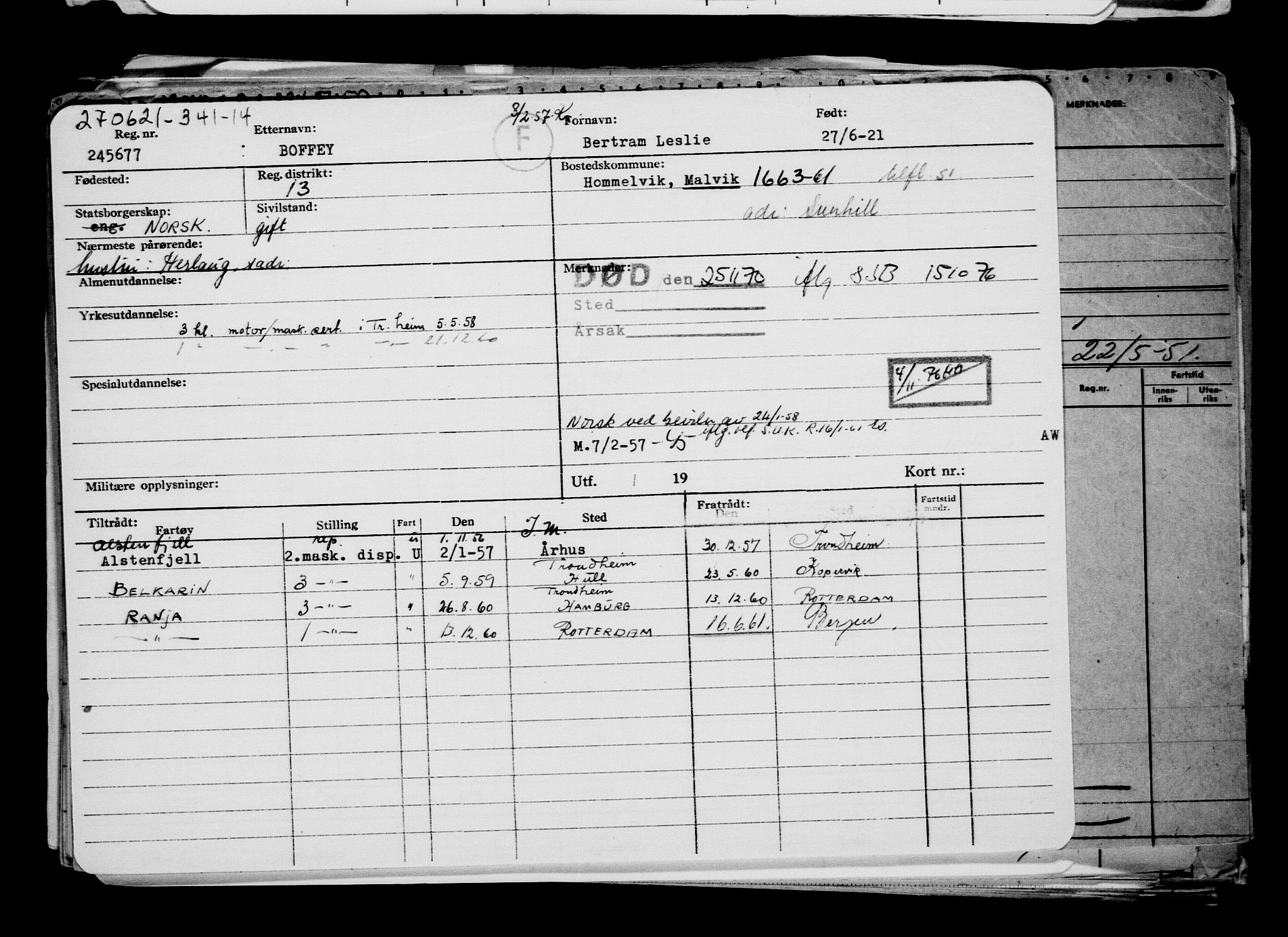 Direktoratet for sjømenn, RA/S-3545/G/Gb/L0195: Hovedkort, 1921, p. 330