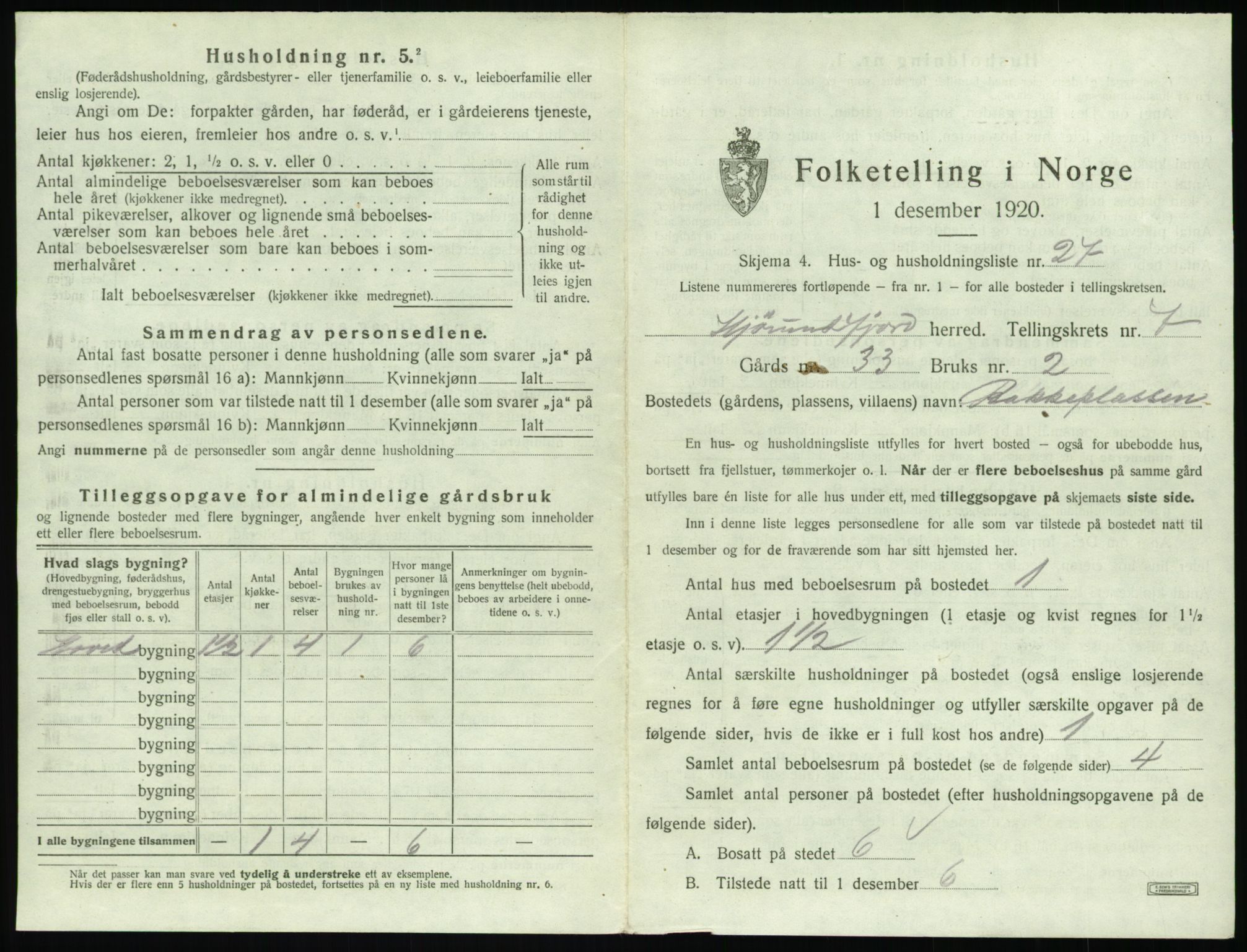 SAT, 1920 census for Hjørundfjord, 1920, p. 363