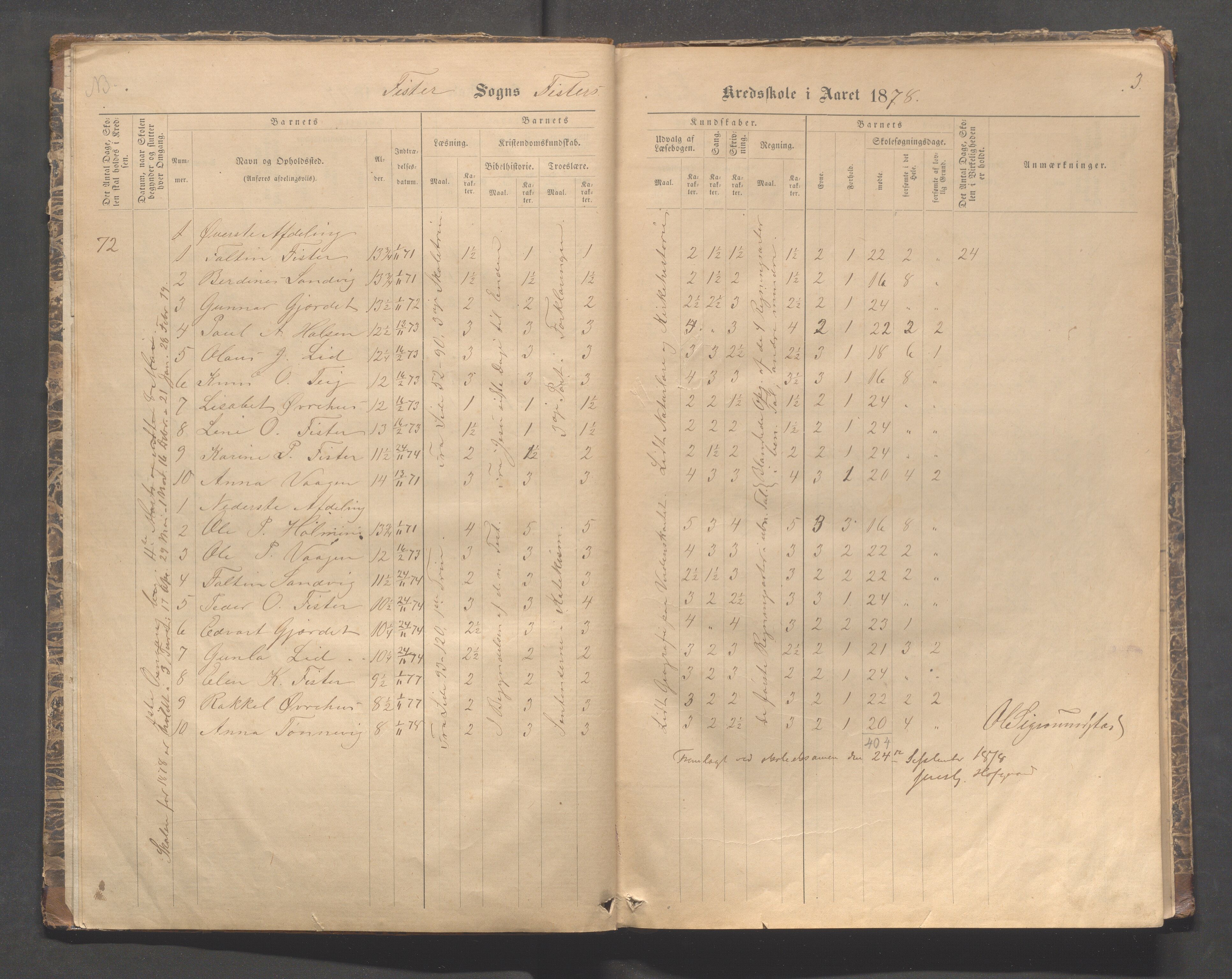 Fister kommune - Skulestyret, IKAR/K-100112/H/L0001: Skoleprotokoll - Hetland,Mosnes, Halsnøy, Sandanger, 1877-1894, p. 3