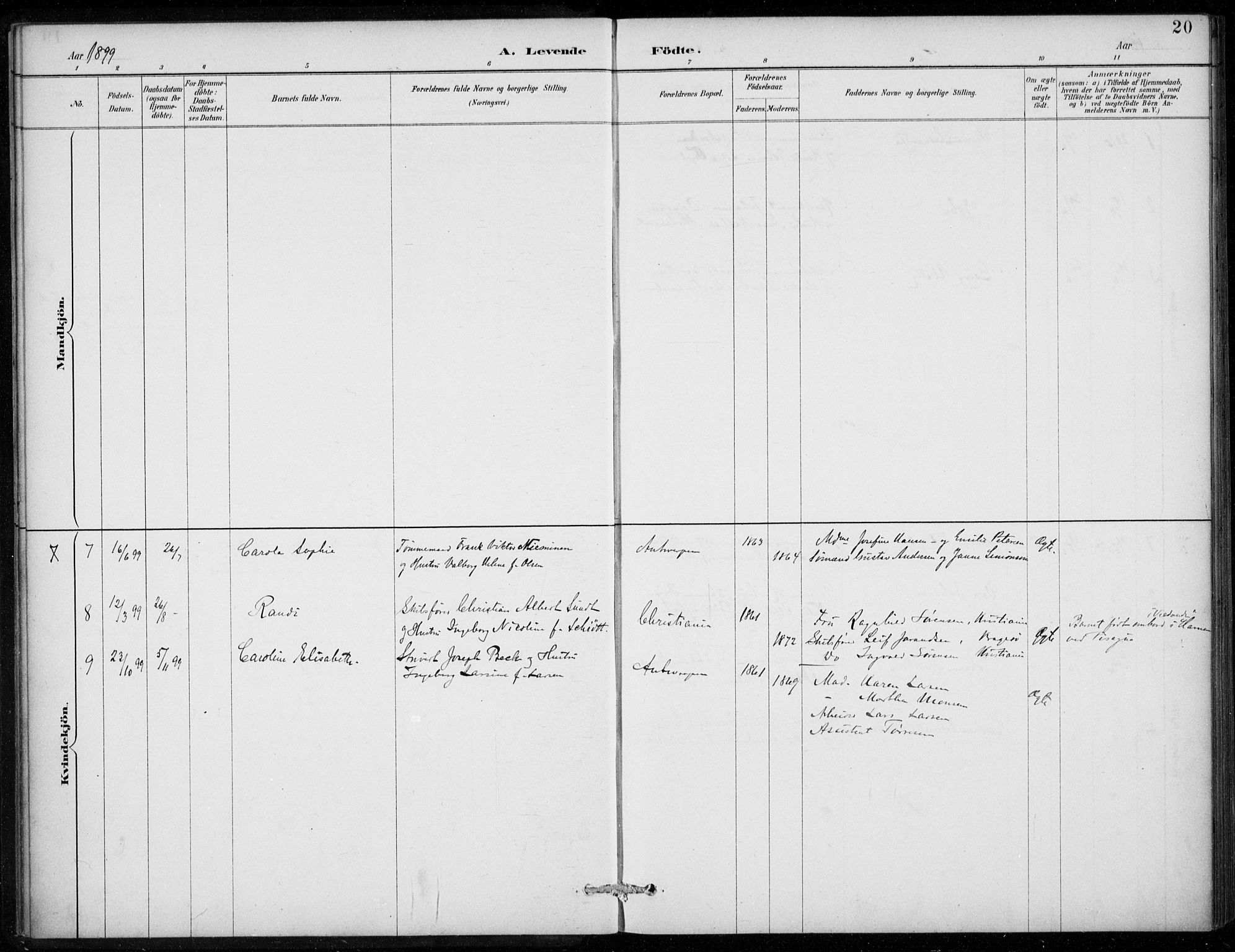 Den norske sjømannsmisjon i utlandet/Antwerpen, SAB/SAB/PA-0105/H/Ha/L0002: Parish register (official) no. A 2, 1887-1913, p. 20