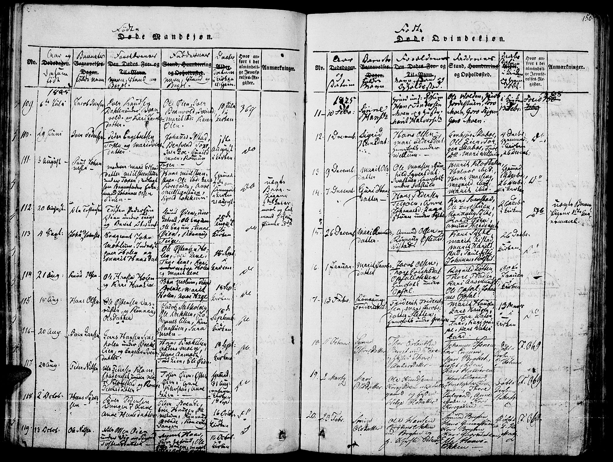 Fron prestekontor, SAH/PREST-078/H/Ha/Haa/L0002: Parish register (official) no. 2, 1816-1827, p. 150