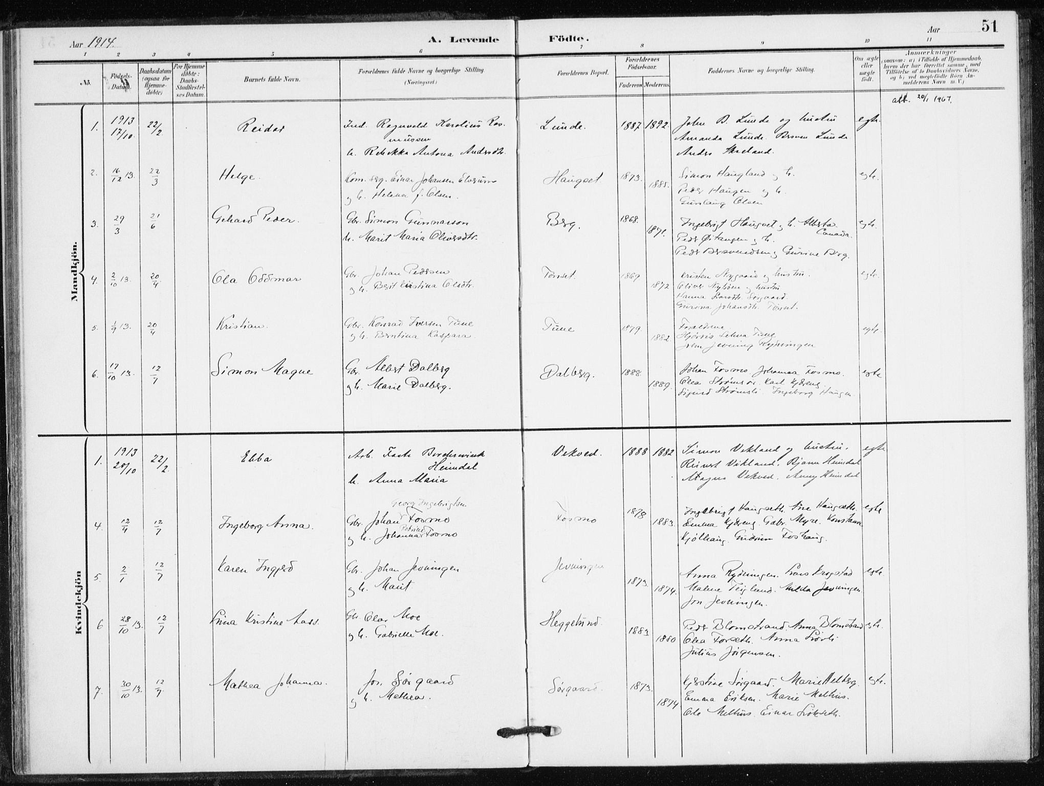 Målselv sokneprestembete, AV/SATØ-S-1311/G/Ga/Gaa/L0013kirke: Parish register (official) no. 13, 1903-1919, p. 51