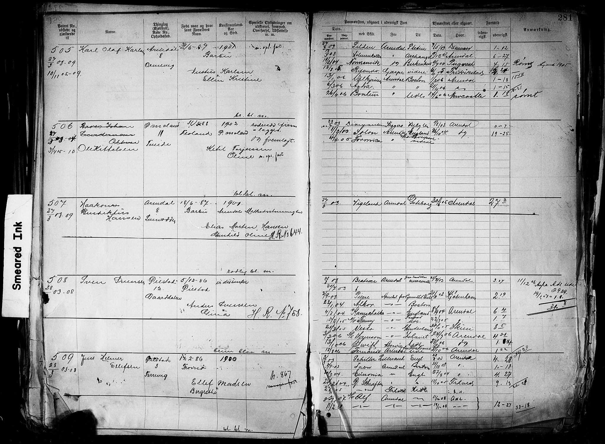 Arendal mønstringskrets, AV/SAK-2031-0012/F/Fa/L0004: Annotasjonsrulle nr 3828-4715 og nr 1-1296, S-4, 1892-1918, p. 290