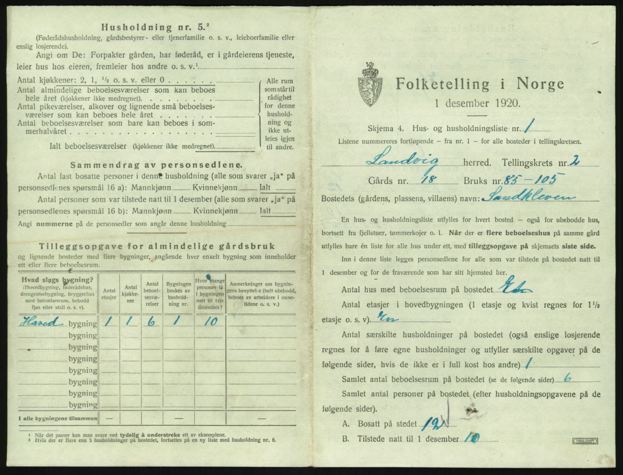 SAK, 1920 census for Landvik, 1920, p. 248