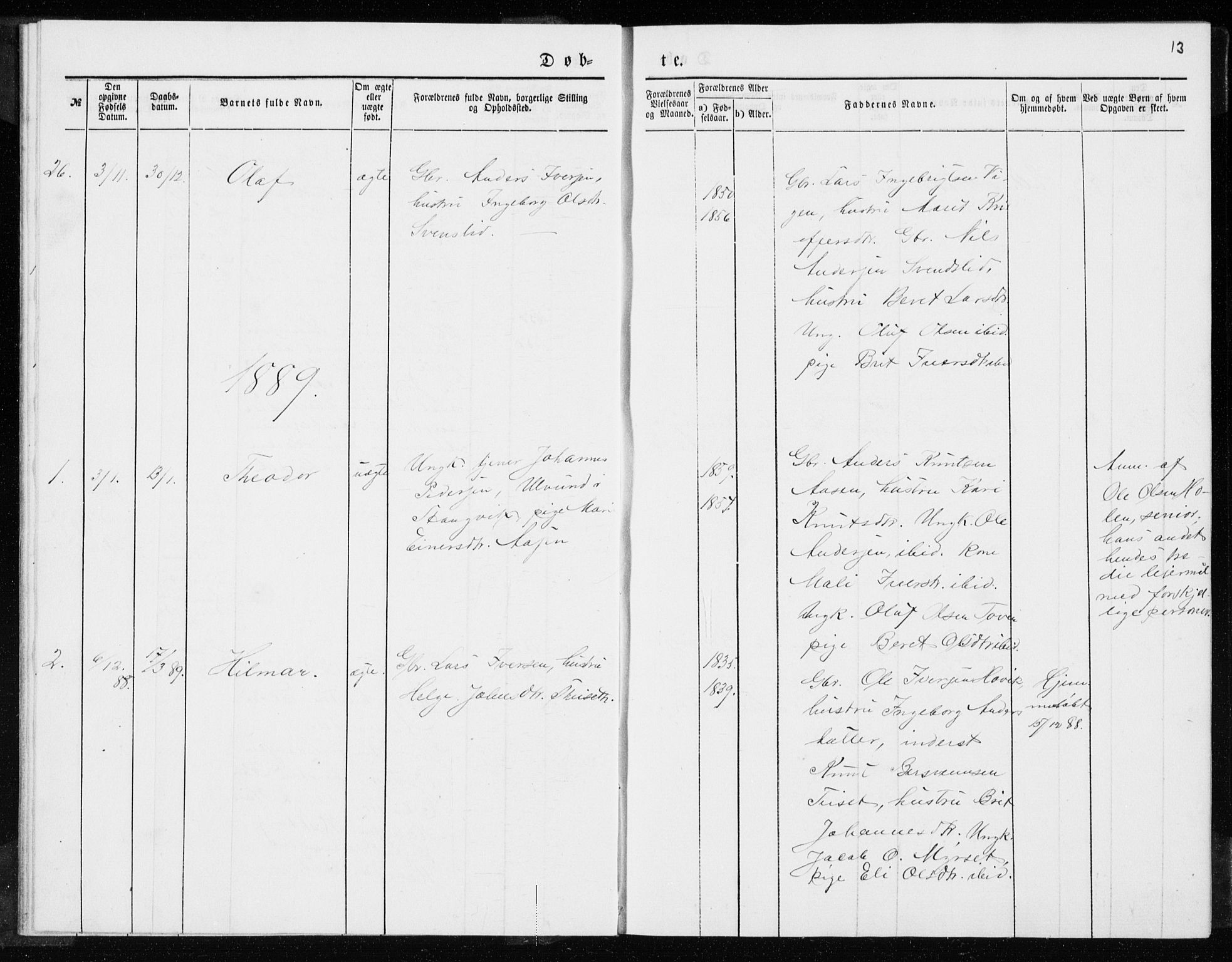 Ministerialprotokoller, klokkerbøker og fødselsregistre - Møre og Romsdal, SAT/A-1454/551/L0631: Parish register (copy) no. 551C03, 1886-1894, p. 13
