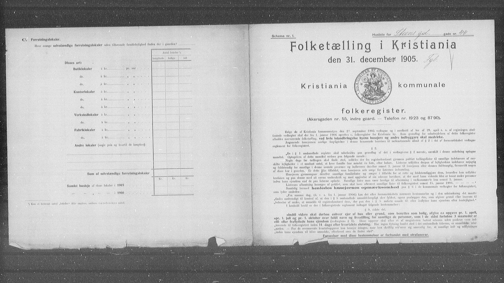 OBA, Municipal Census 1905 for Kristiania, 1905, p. 52587