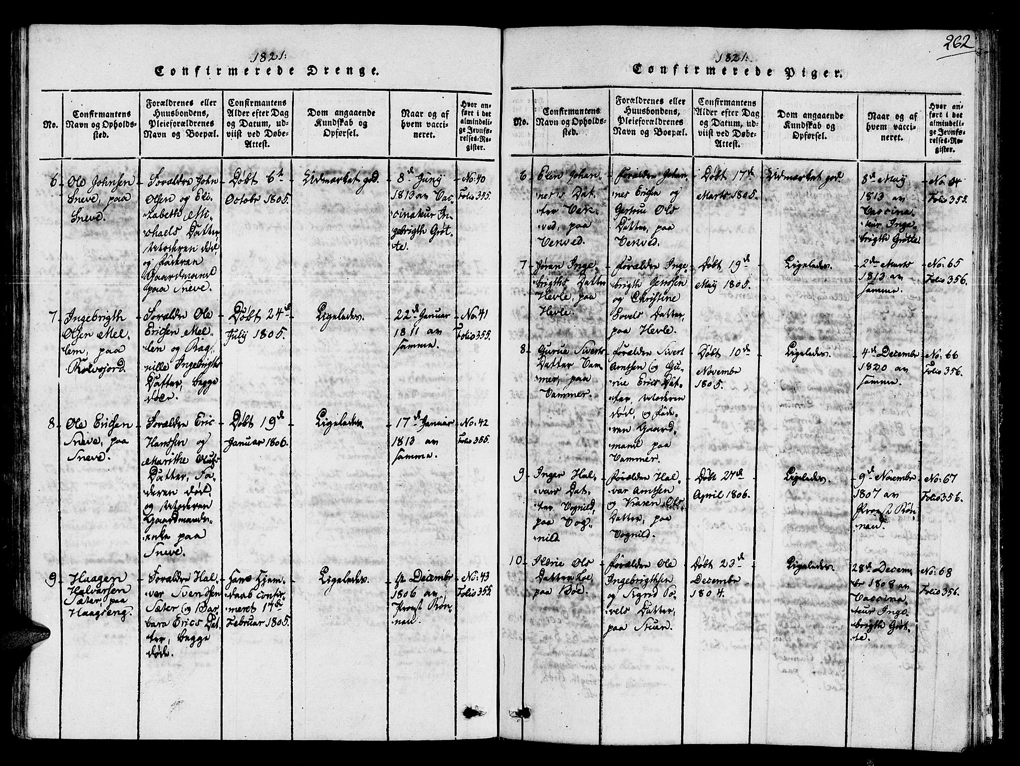 Ministerialprotokoller, klokkerbøker og fødselsregistre - Sør-Trøndelag, SAT/A-1456/678/L0895: Parish register (official) no. 678A05 /1, 1816-1821, p. 262